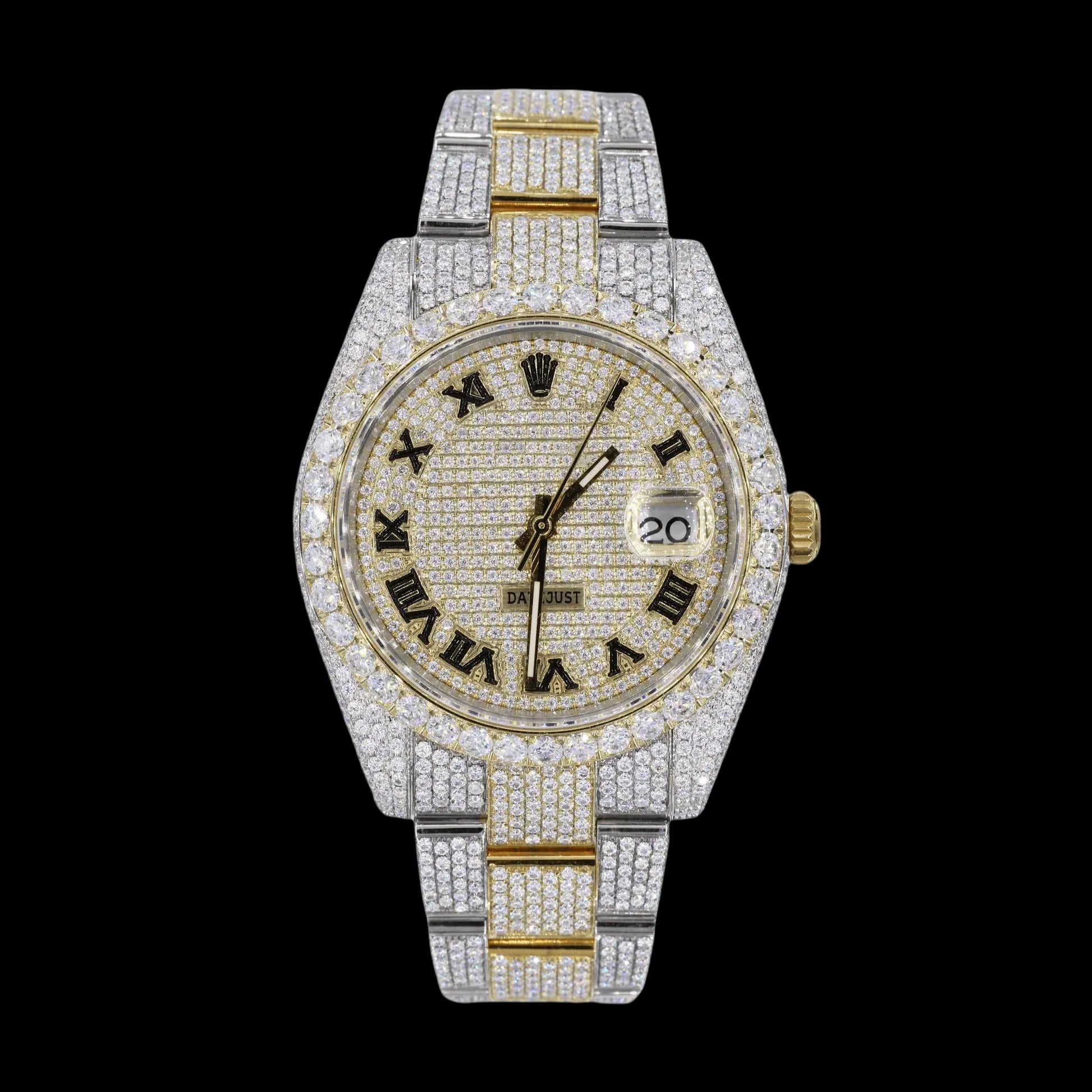 42MM Fully Iced Out Watch In White Gold/Yellow Gold Era® 316
