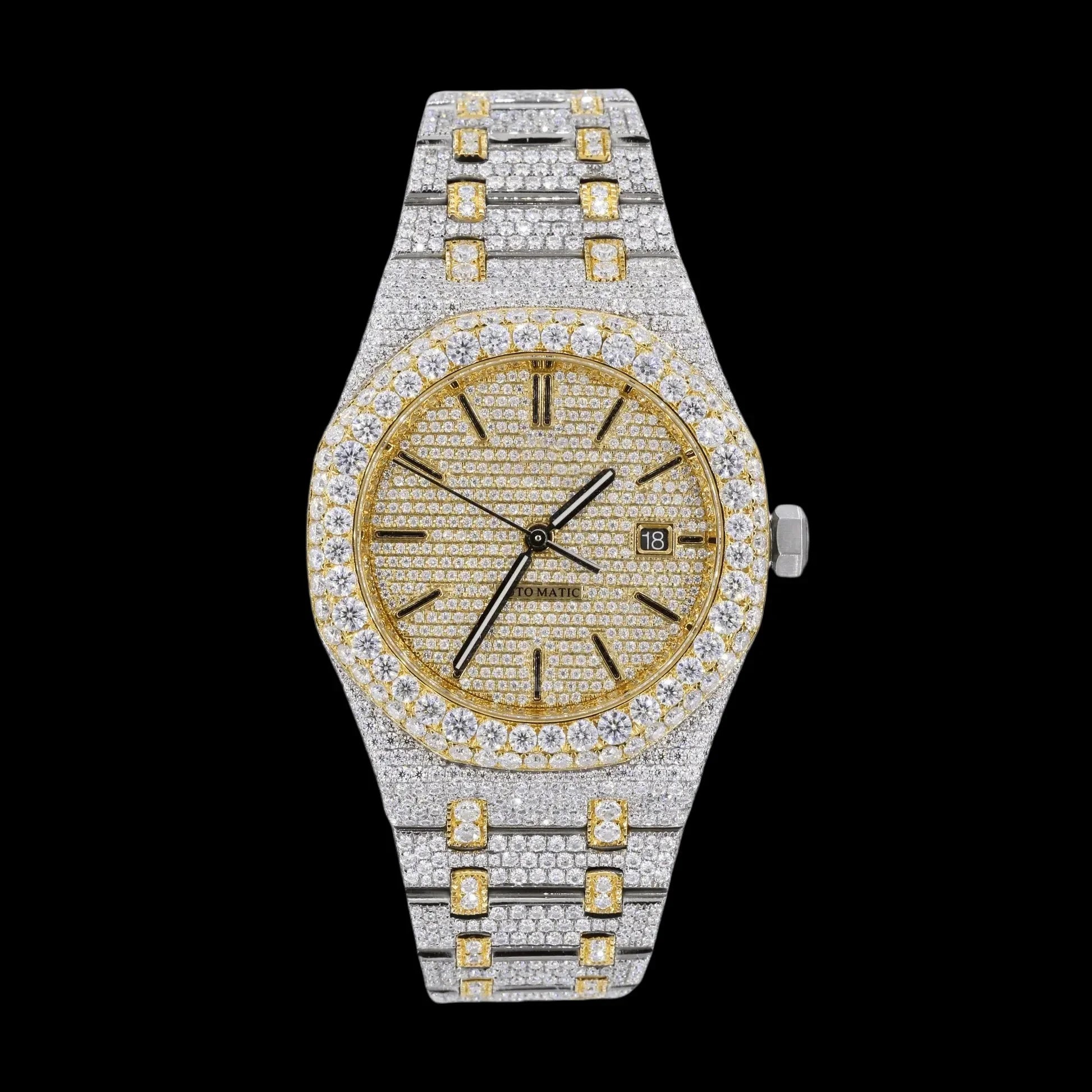 42MM Fully Iced Out Watch in Yellow Gold Two Tone Era® 316
