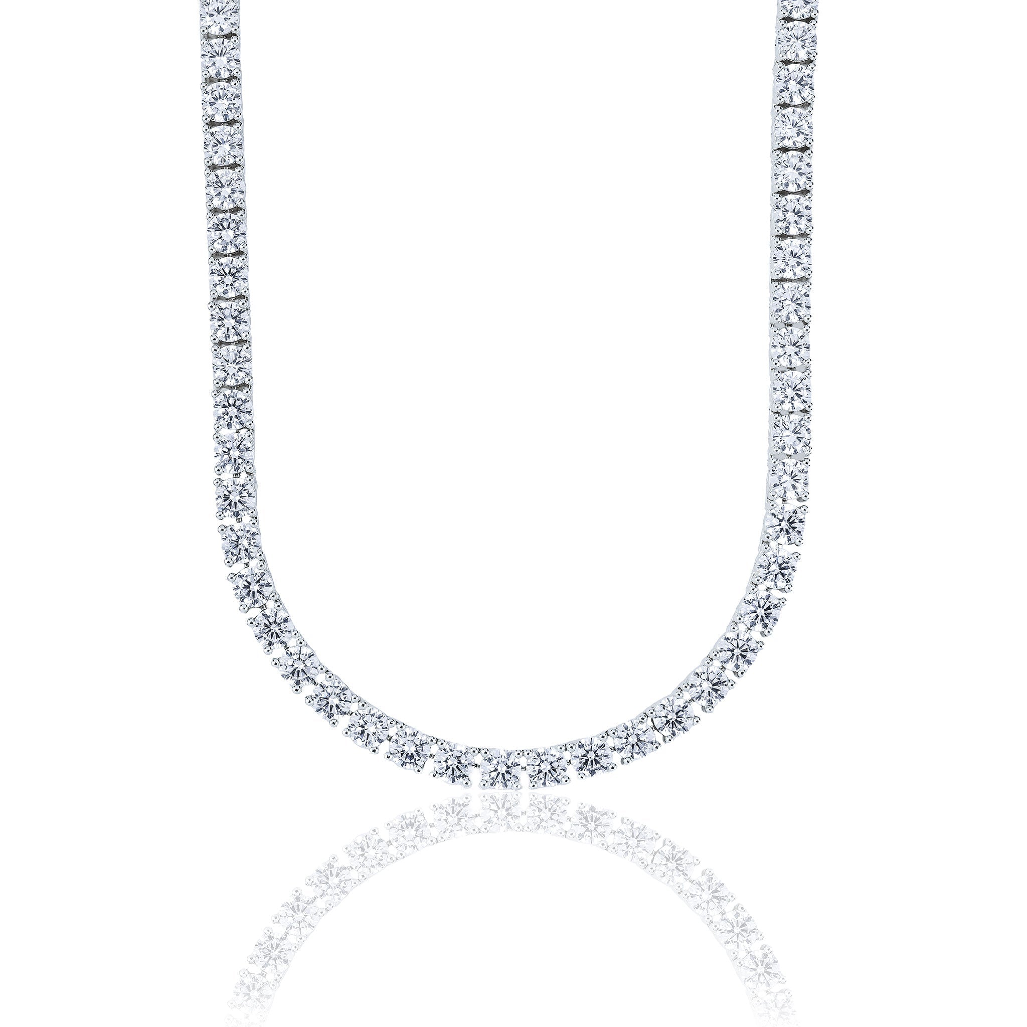 Men's Moissanite Diamond Tennis Chain in White Gold Vermeil - 5mm