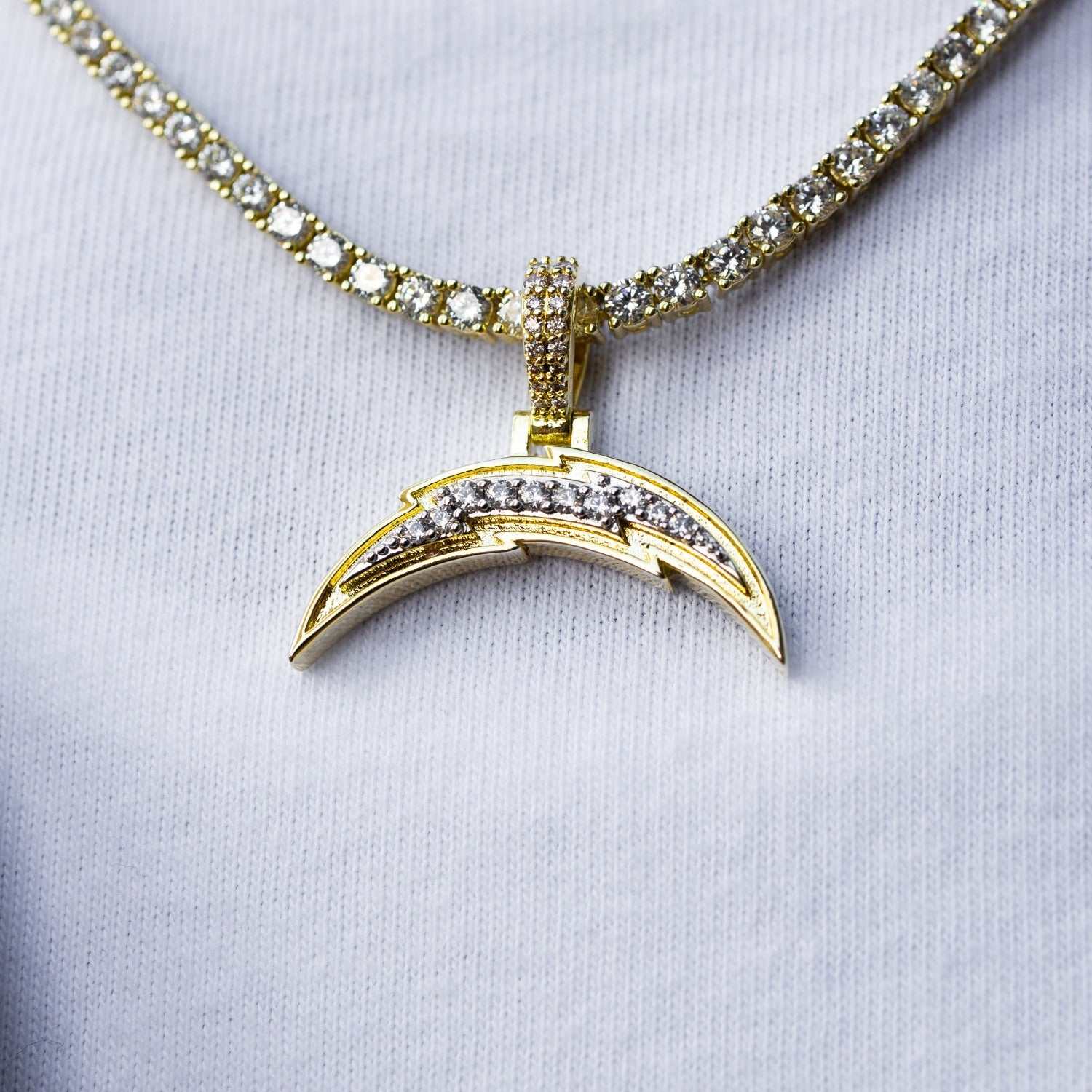 Los Angeles Chargers Official NFL Micro Logo Pendant - Yellow Gold