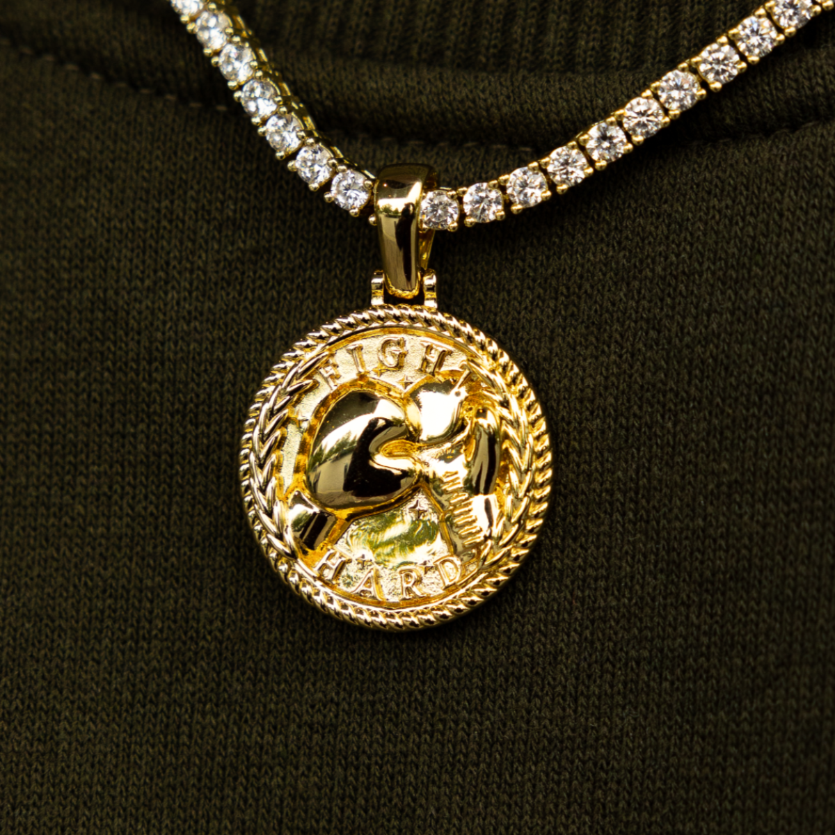 Fight Hard Coin Pendant