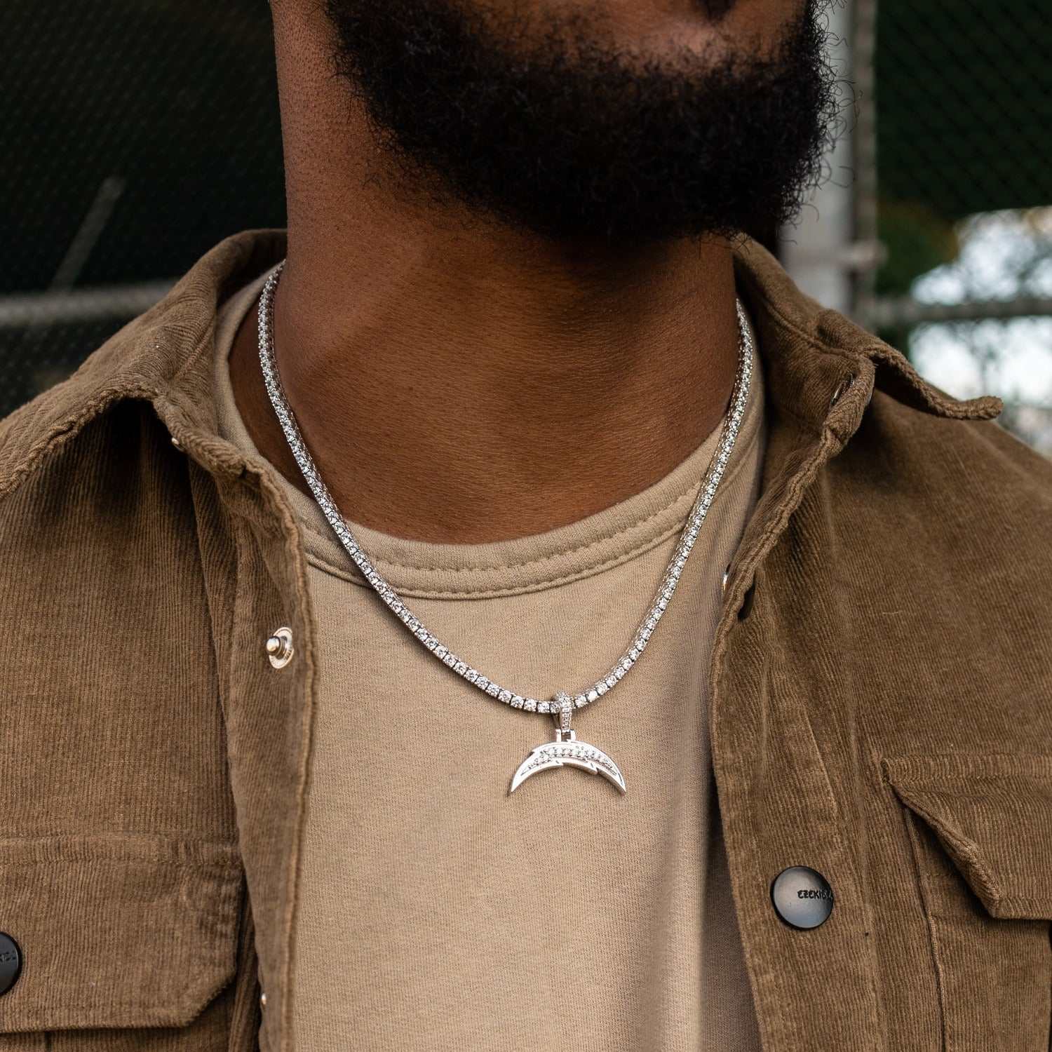 Los Angeles Chargers Official NFL Micro Logo Pendant - White Gold