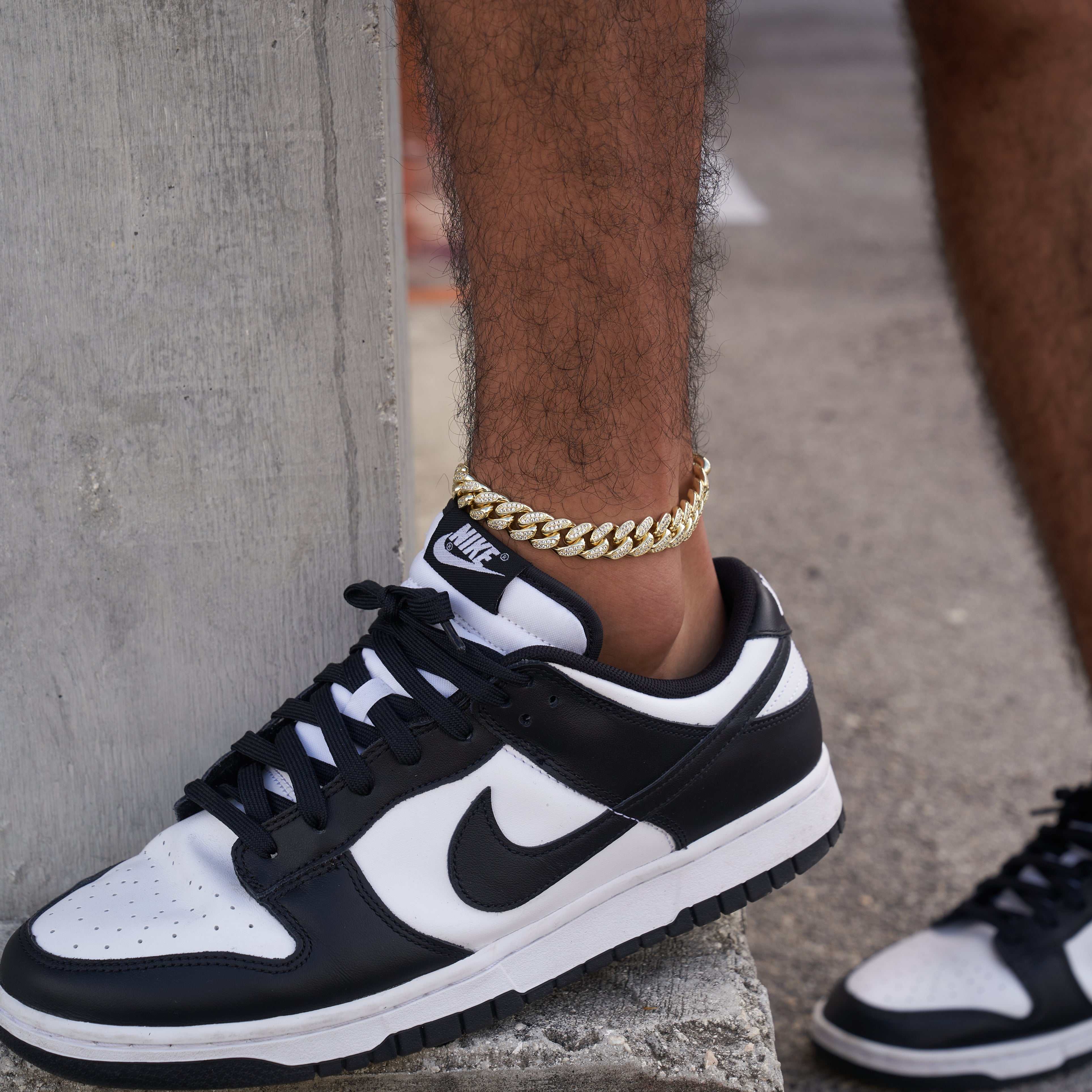 12MM Diamond Cuban Anklet - Yellow Gold