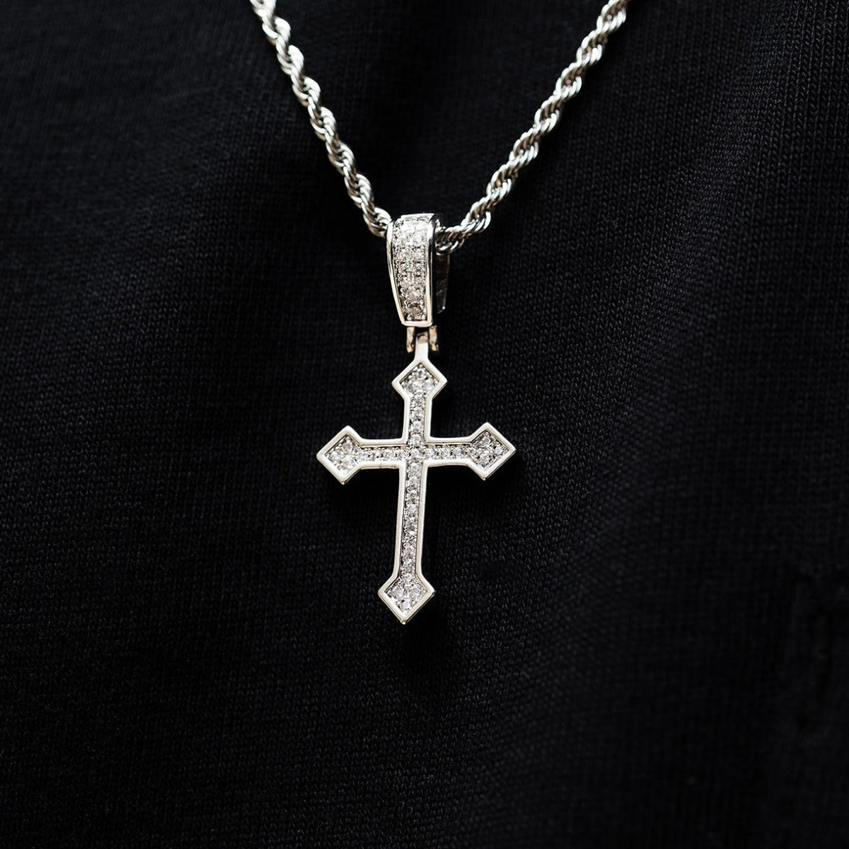 Iced Celtic Cross in White Gold