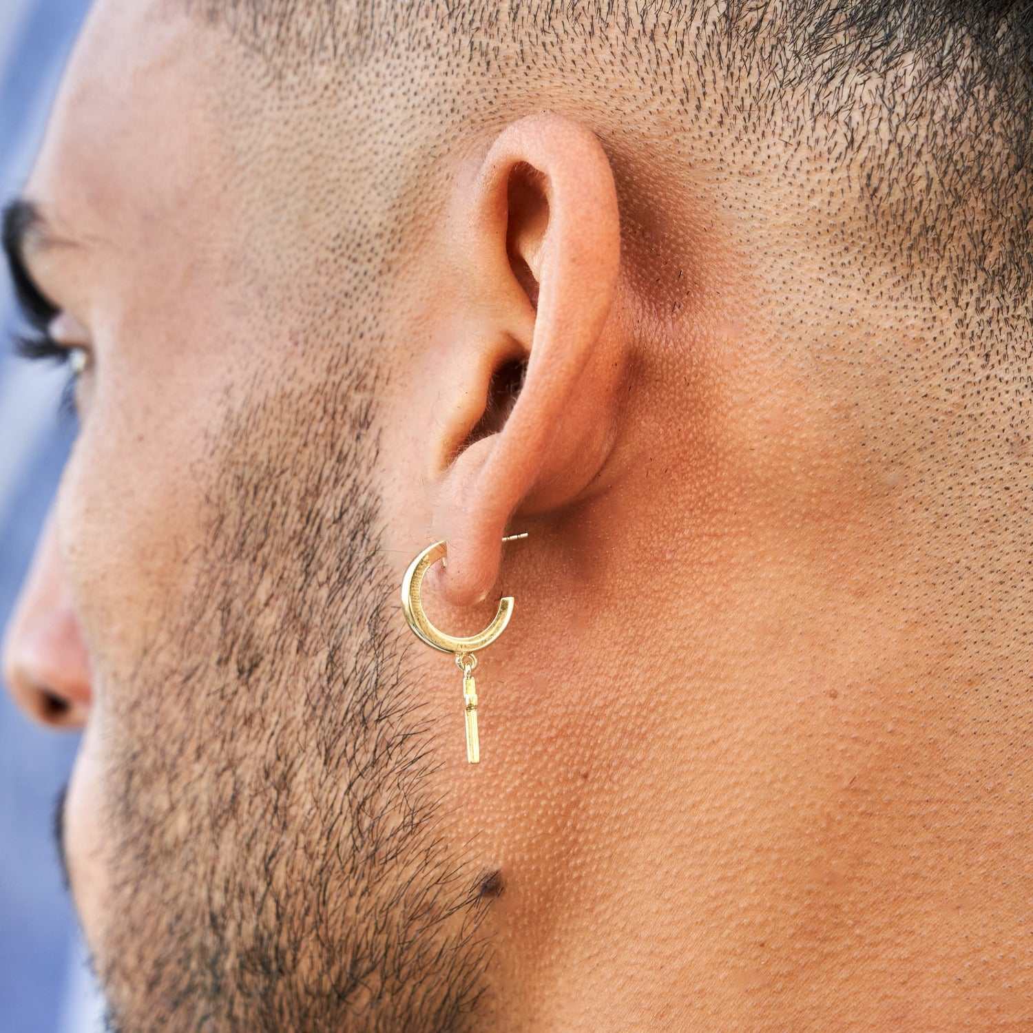 Polished Cross Round Hoop Earrings in Yellow Gold