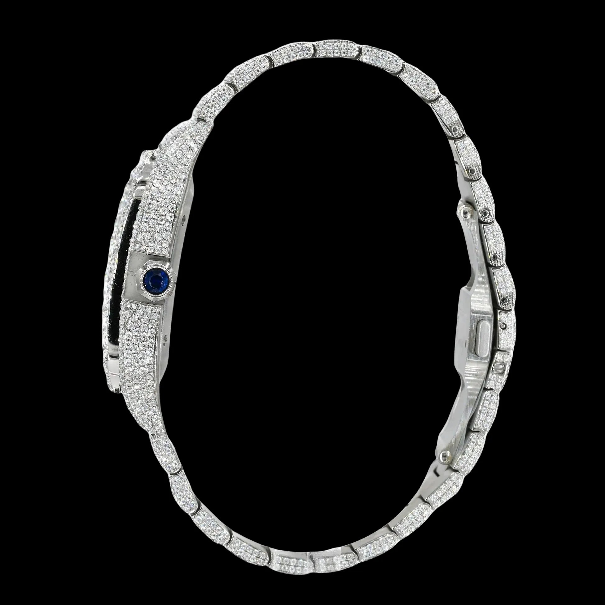 40MM Fully Iced Out Square Watch In White Gold