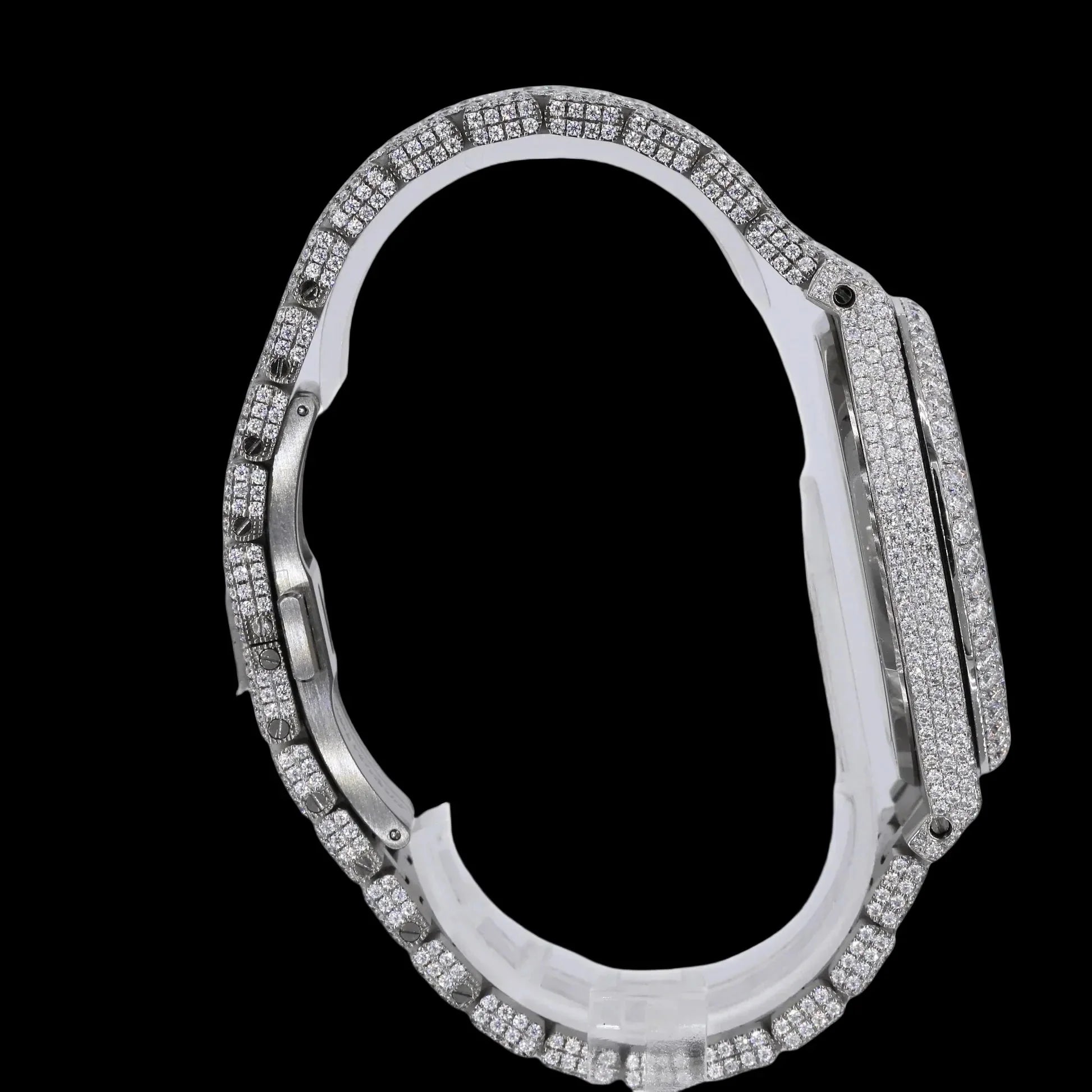 42MM Fully Iced Out Watch In White Era® Gold 316