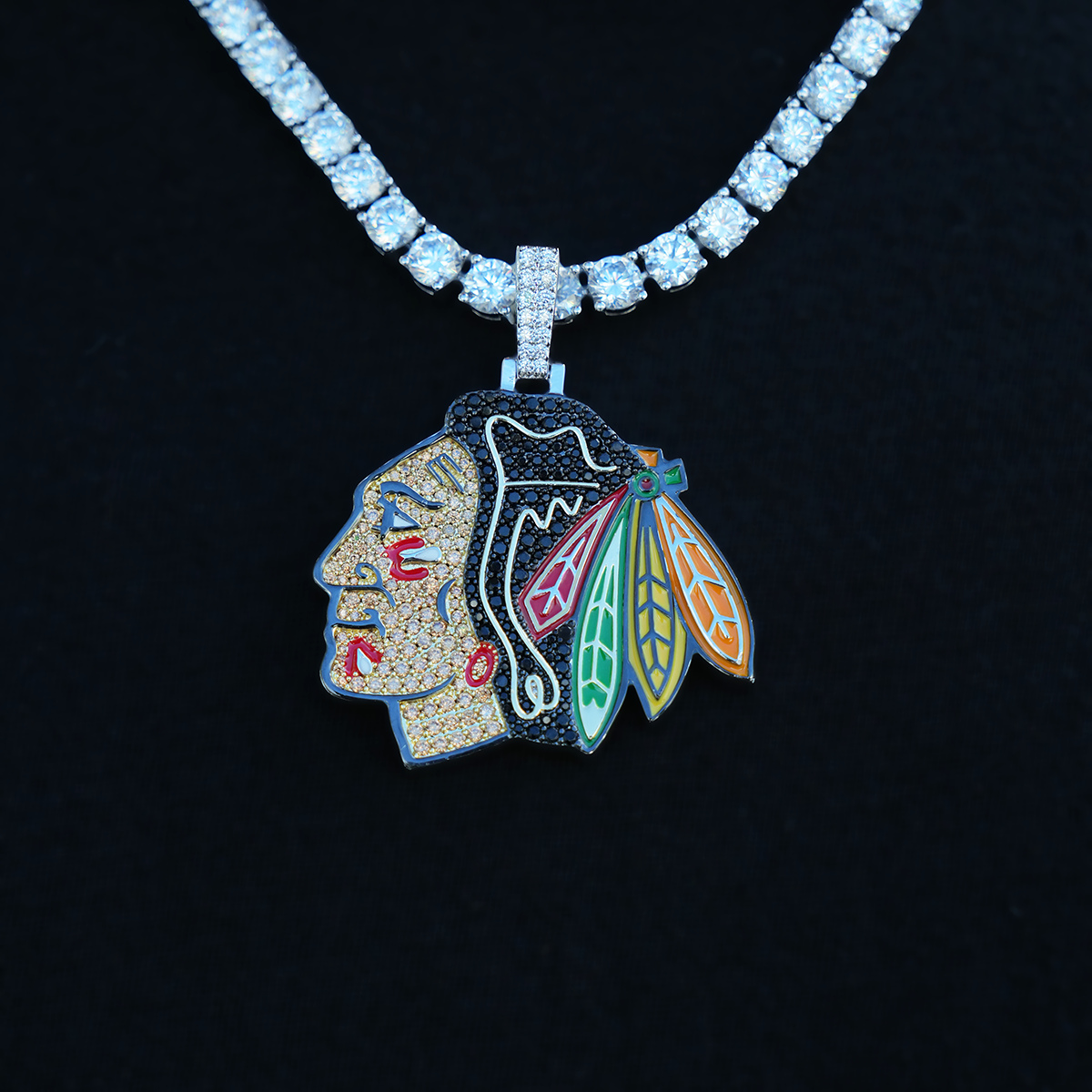 Chicago Blackhawks Official NHL Logo Pendant in White Gold