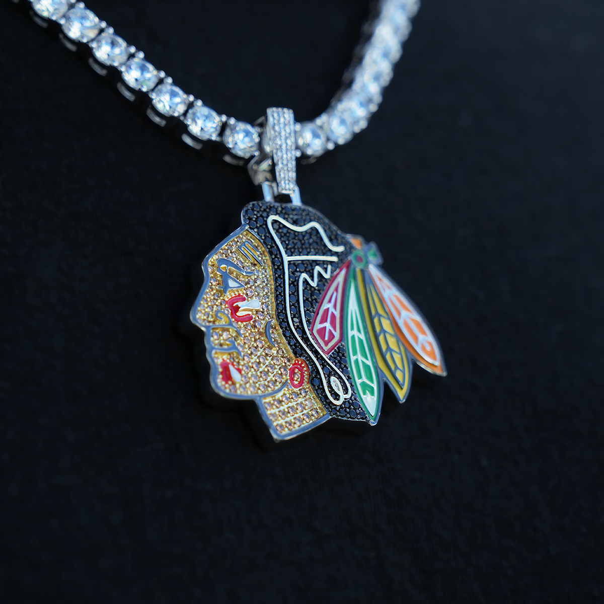Chicago Blackhawks Official NHL Logo Pendant in White Gold
