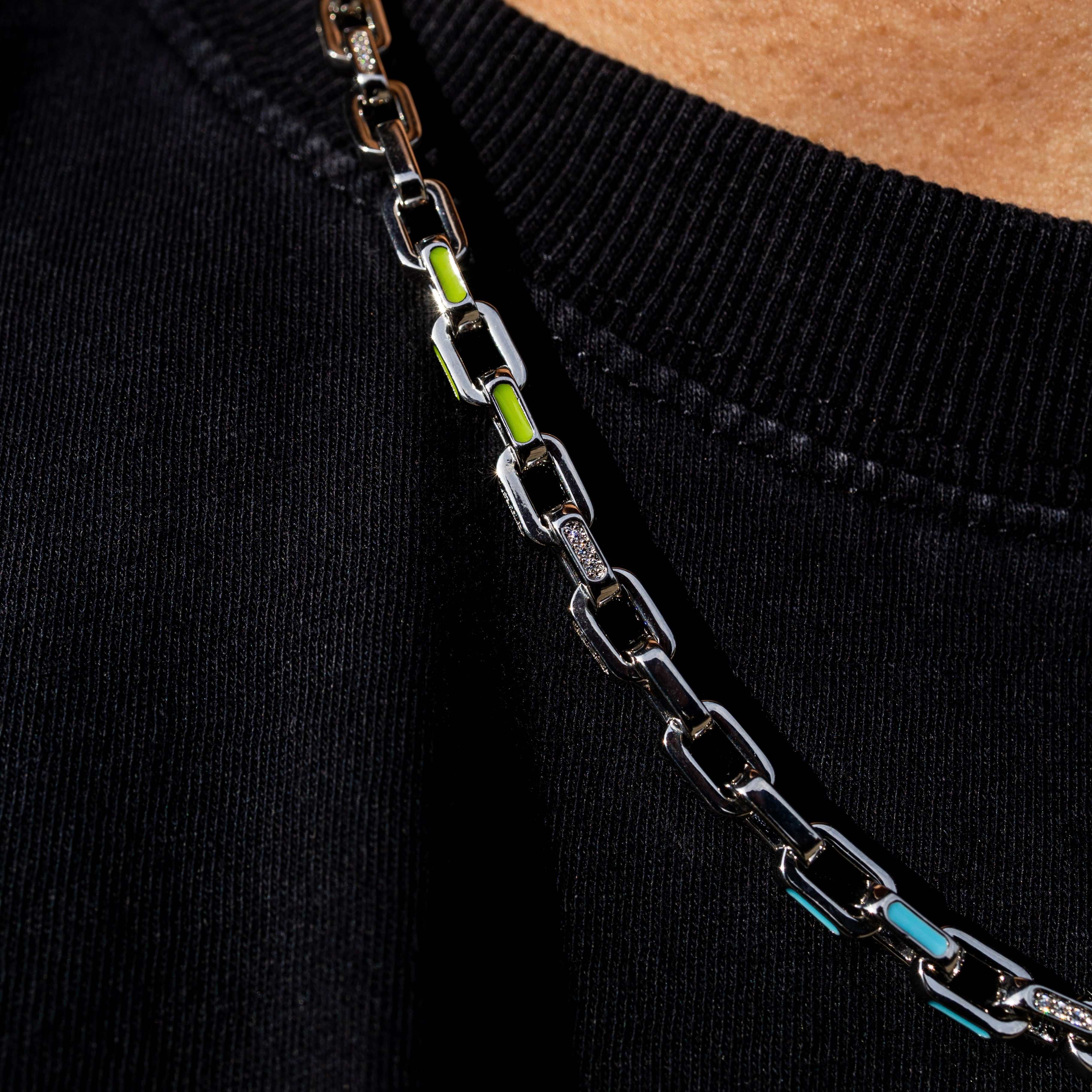 Enamel Box Chain - White Gold