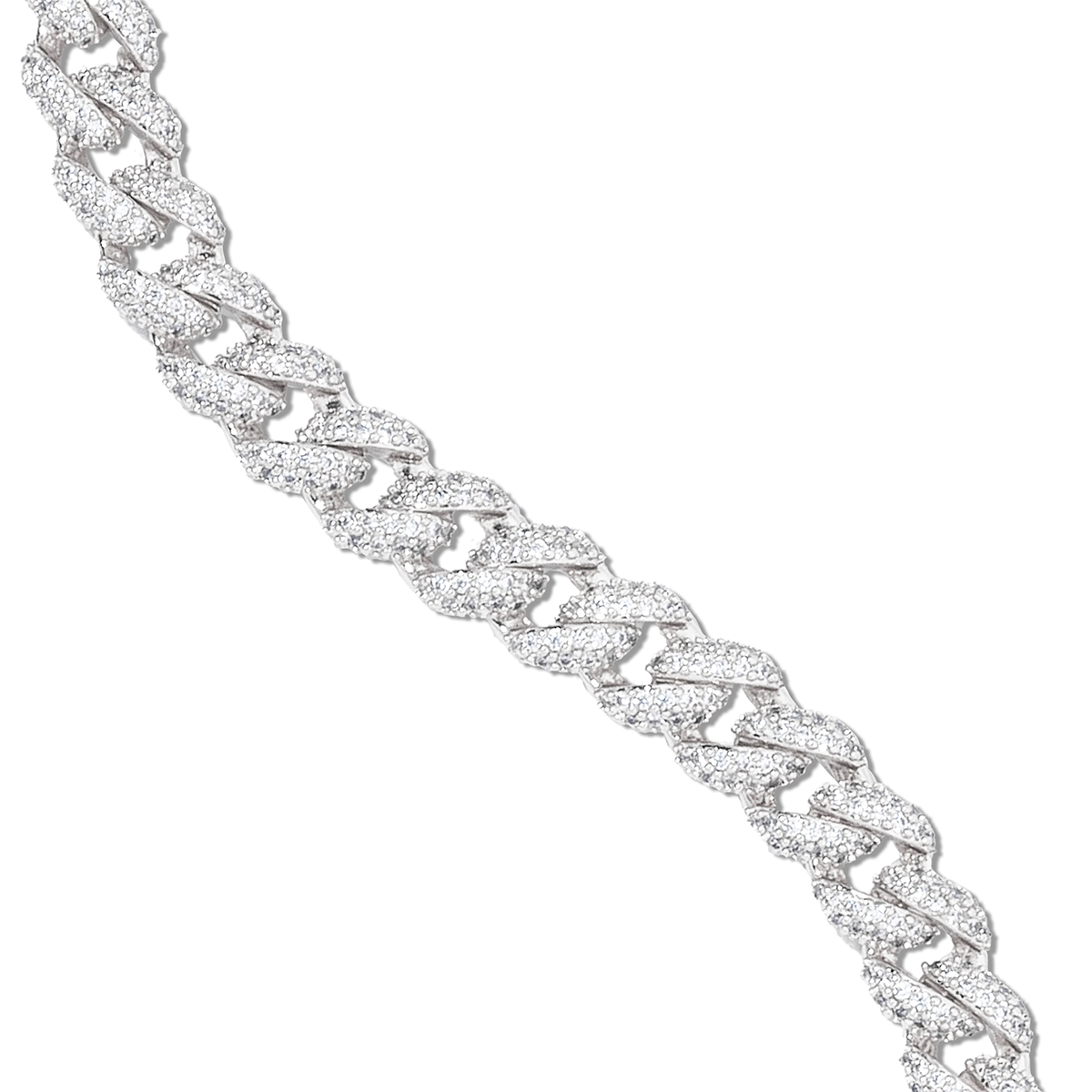 Diamond Cuban Chain in White Gold - 8.5mm
