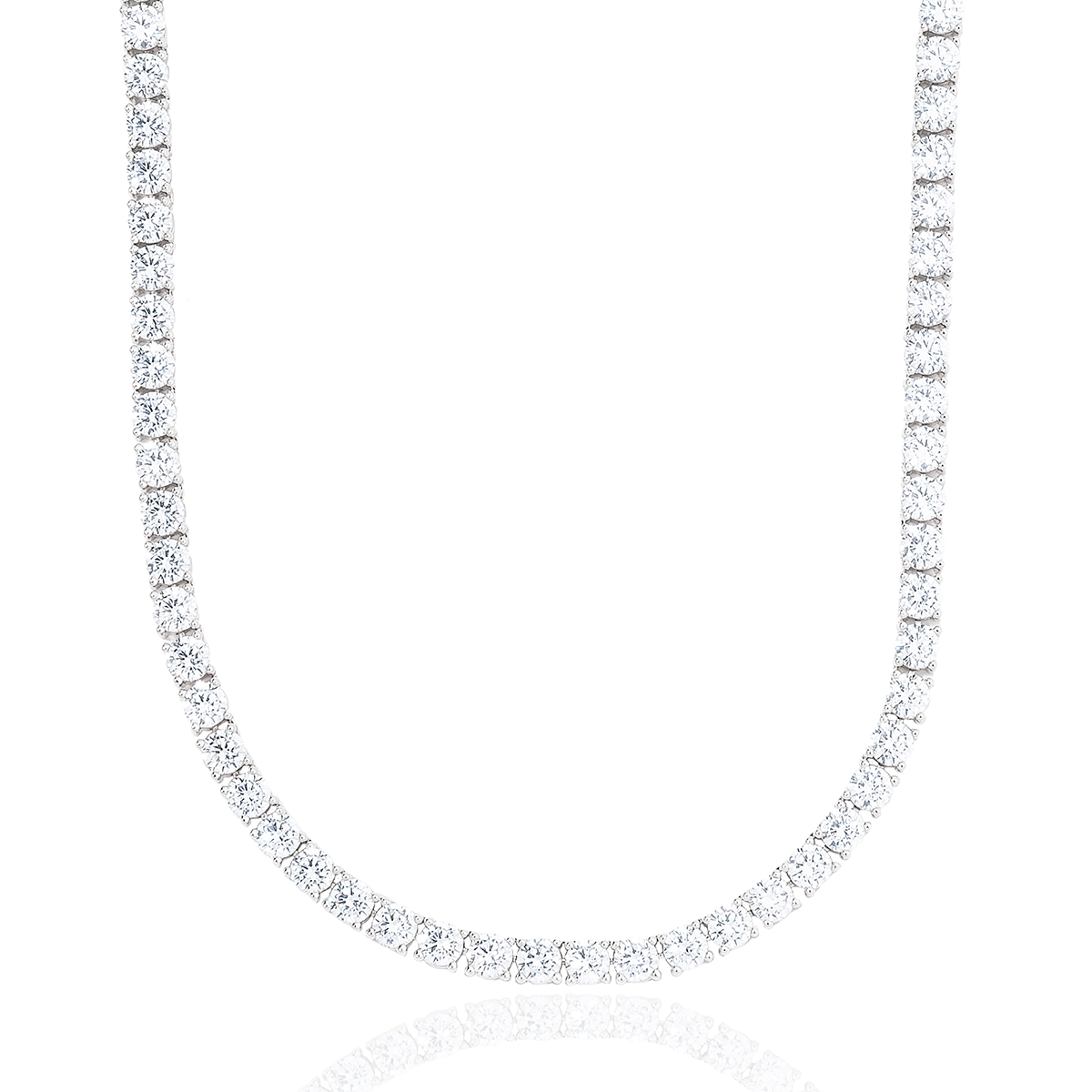 Diamond Tennis Necklace in White Gold- 5mm