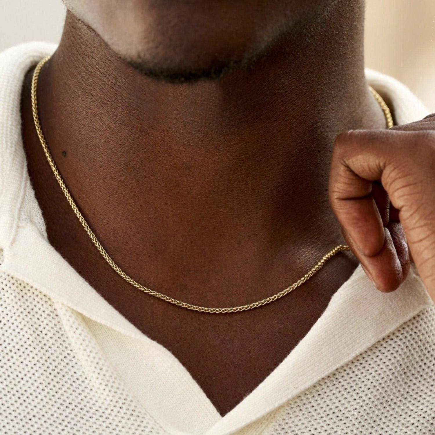 Palm Chain in Yellow Gold- 2mm