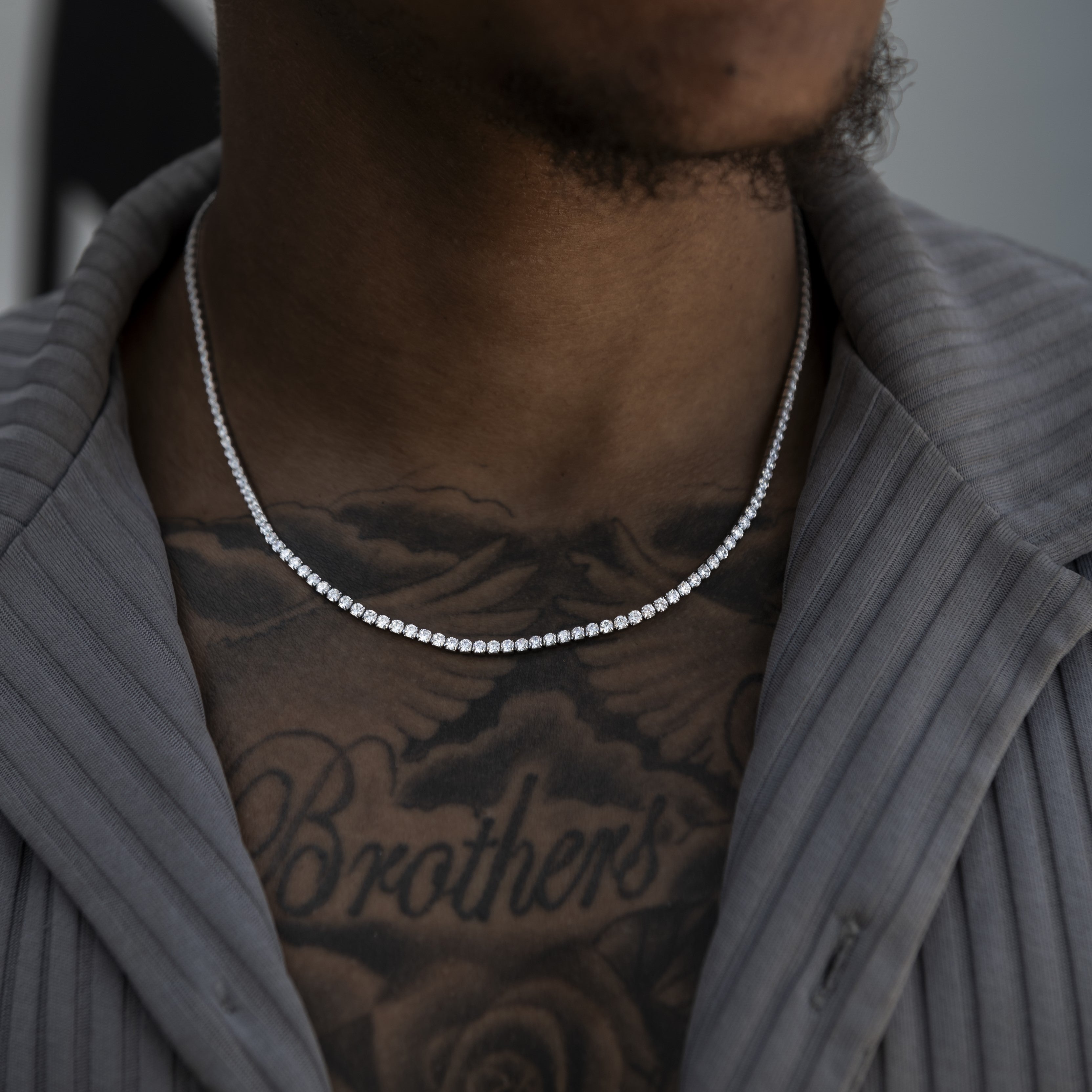 Micro Tennis Necklace in White Gold