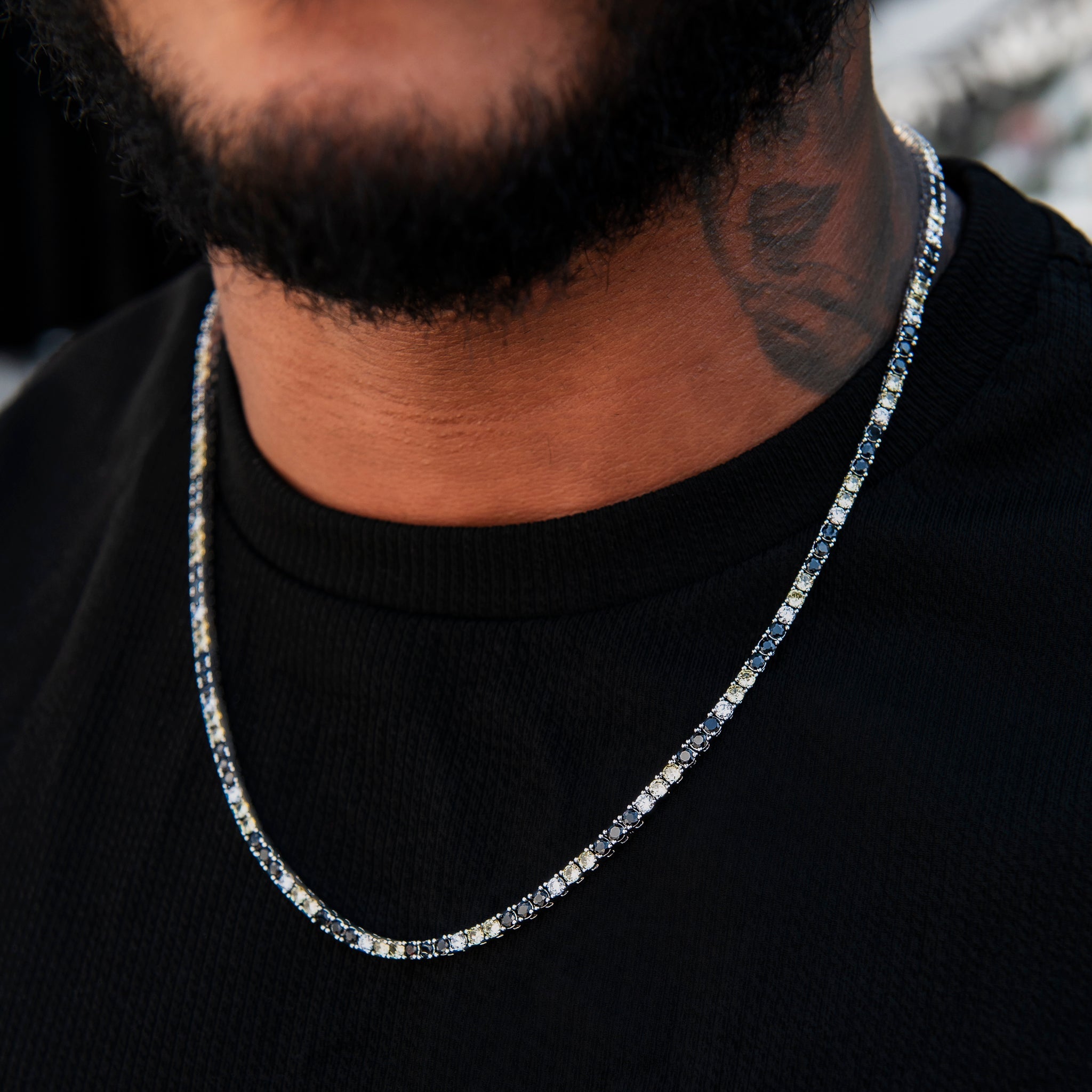 3MM Diamond Tennis Chain - Black Yellow White