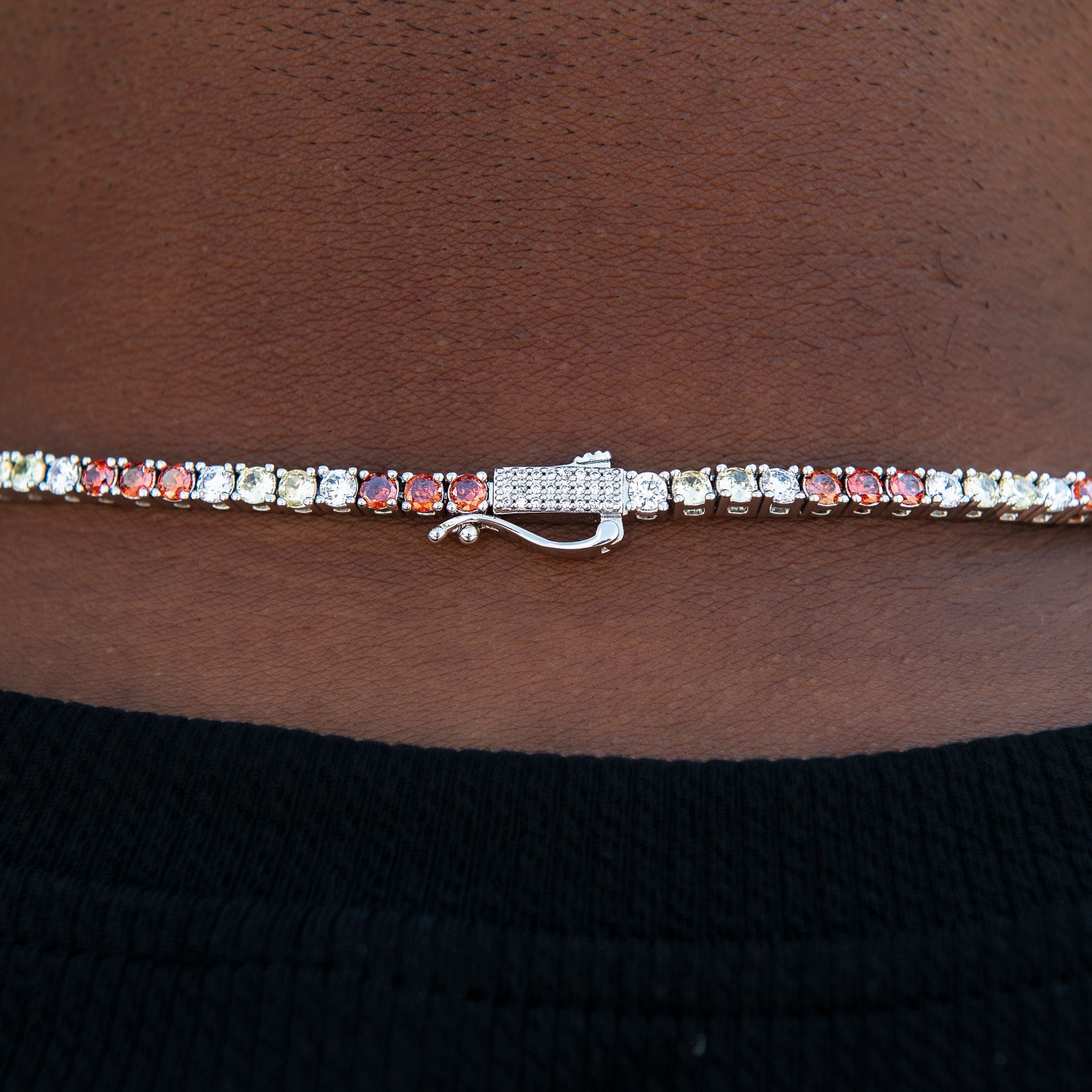 3MM Diamond Tennis Chain - Red Yellow White