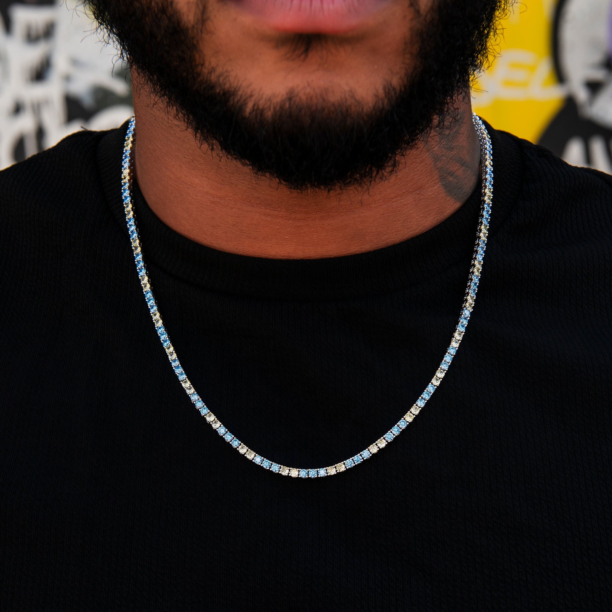 3MM Diamond Tennis Chain - Turquoise Yellow