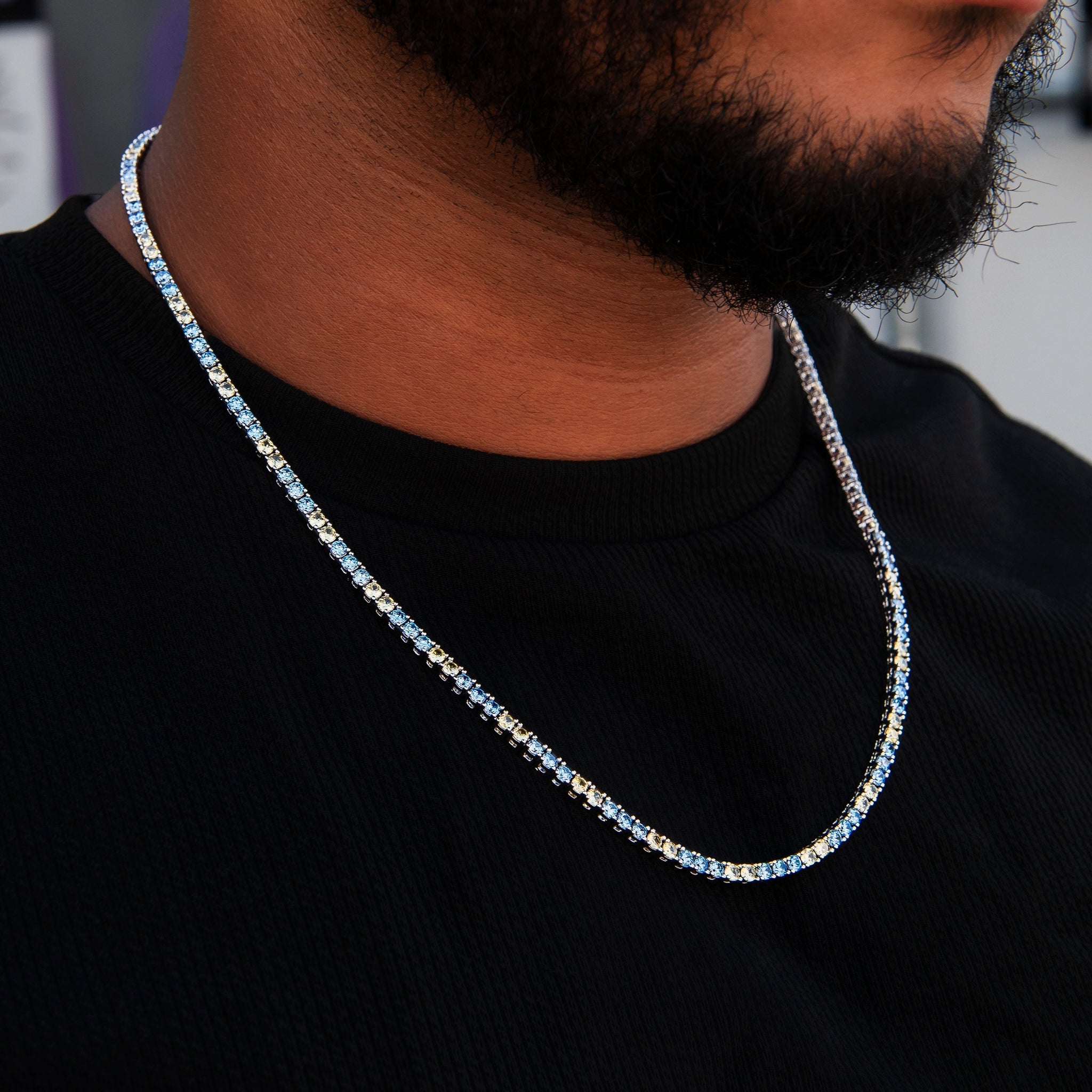 3MM Diamond Tennis Chain - Turquoise Yellow