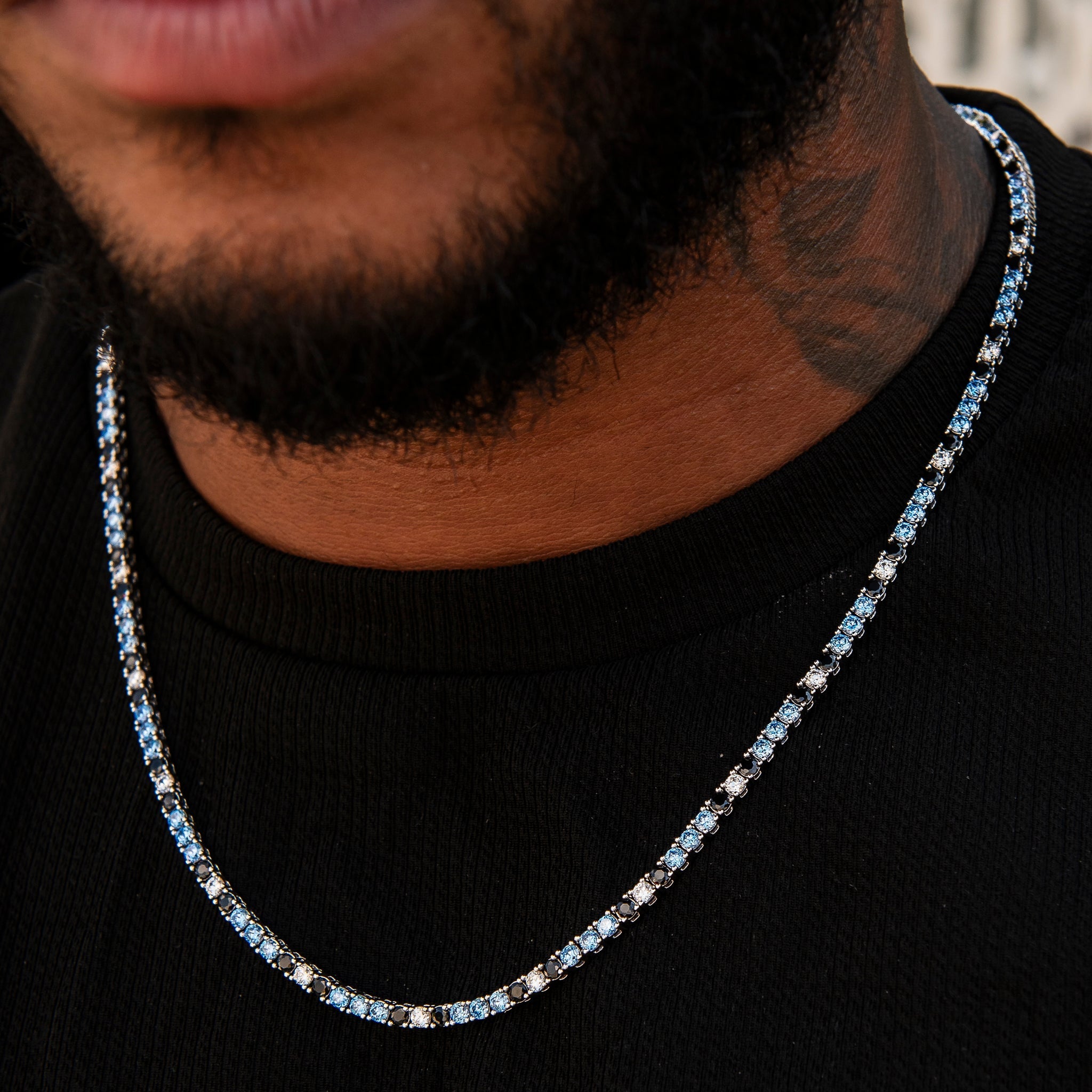 3MM Diamond Tennis Chain - Turquoise Black White