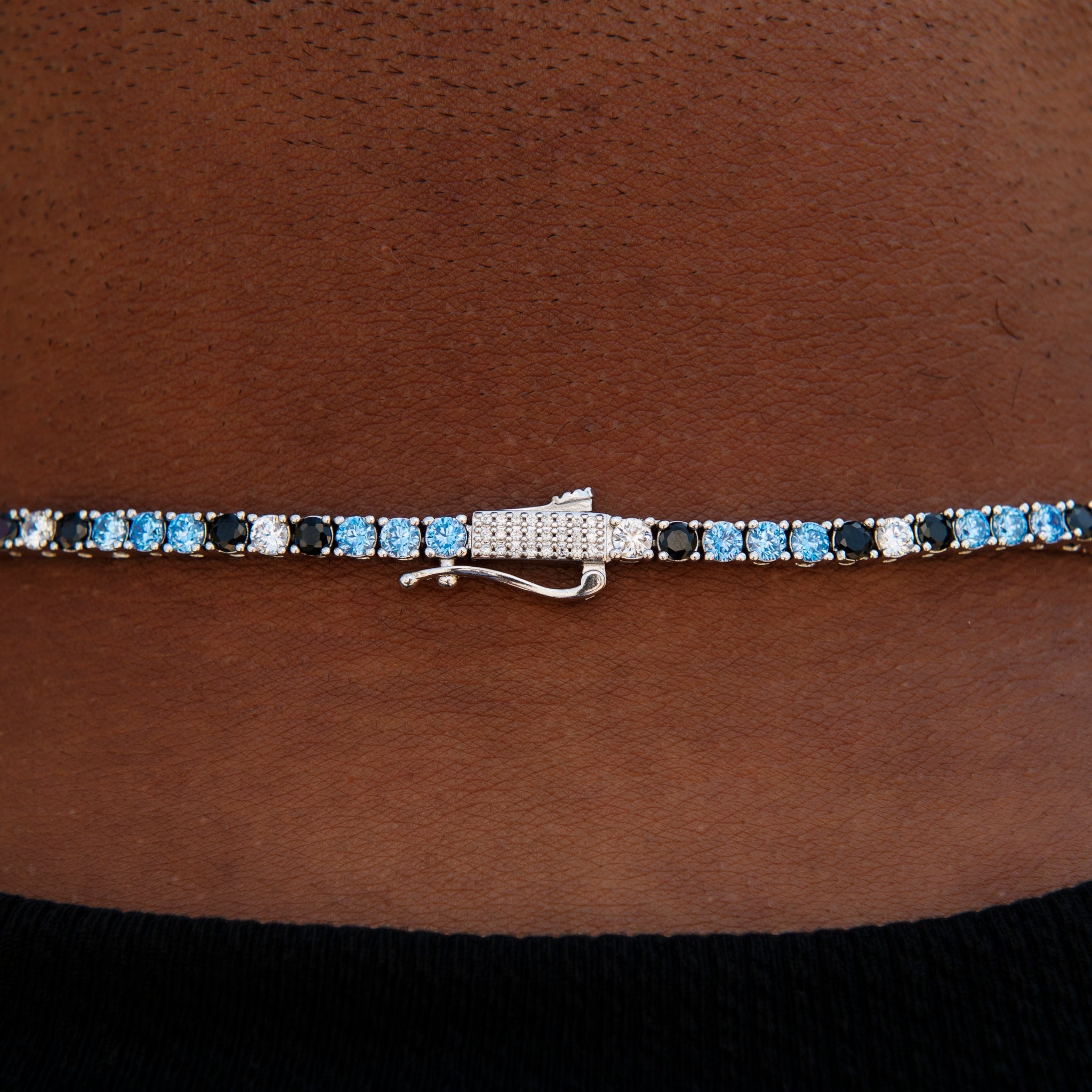 3MM Diamond Tennis Chain - Turquoise Black White