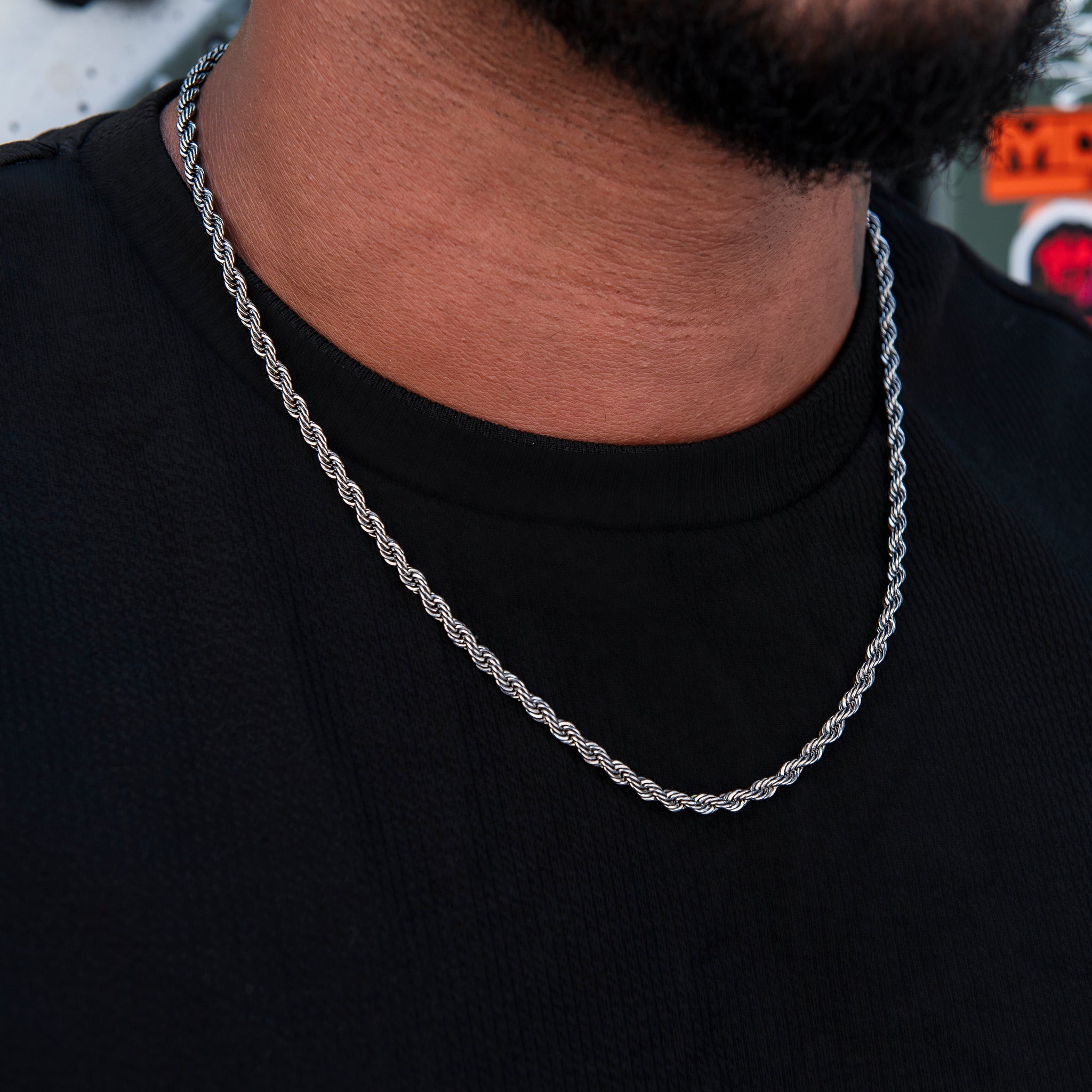 Rope Chain in Black - 4mm