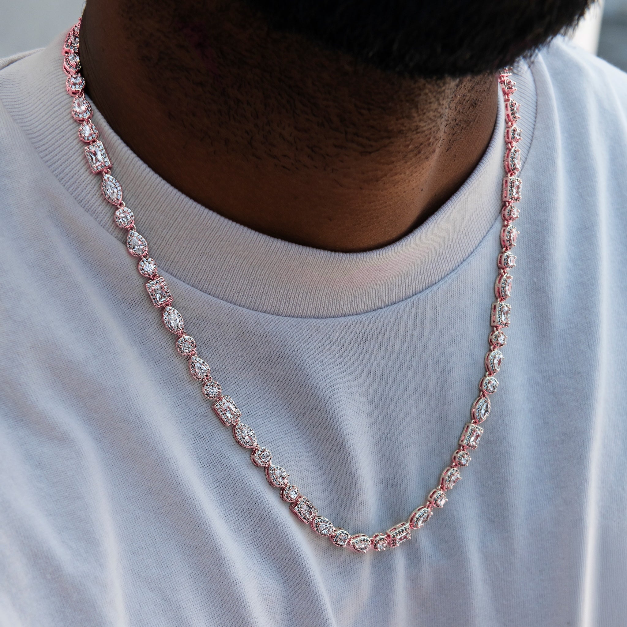 Mixed Diamond Pave Chain in Rose Gold