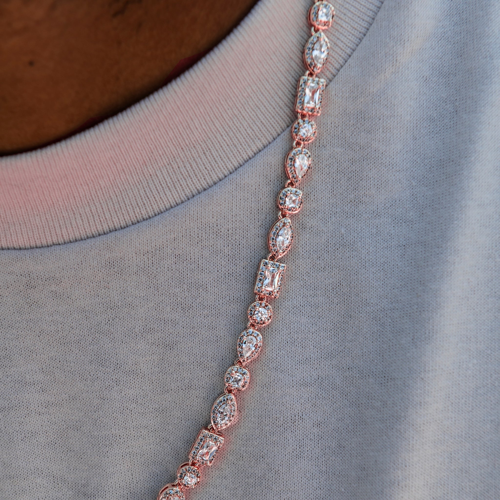 Mixed Diamond Pave Chain in Rose Gold