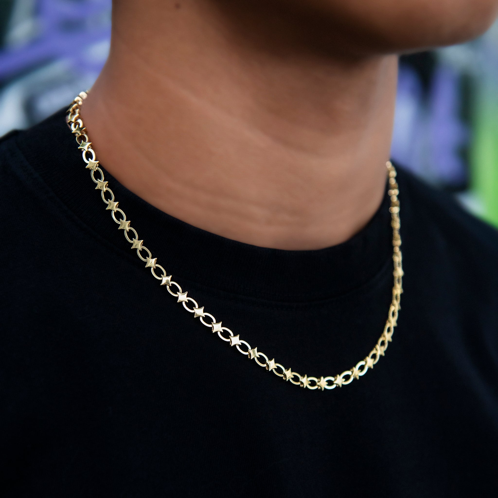 Star Cable Link Chain in Yellow Gold