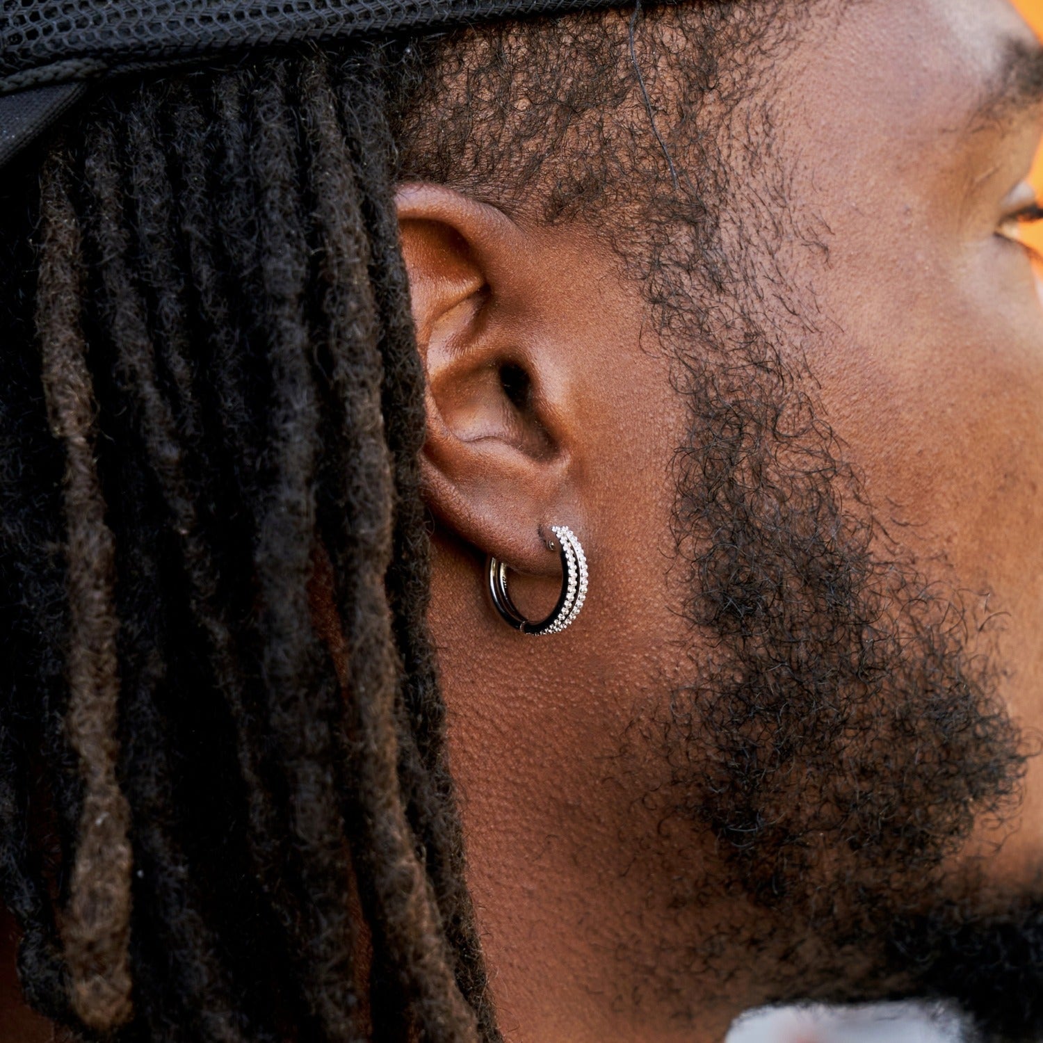 Split Iced Hoop Earrings in White Gold