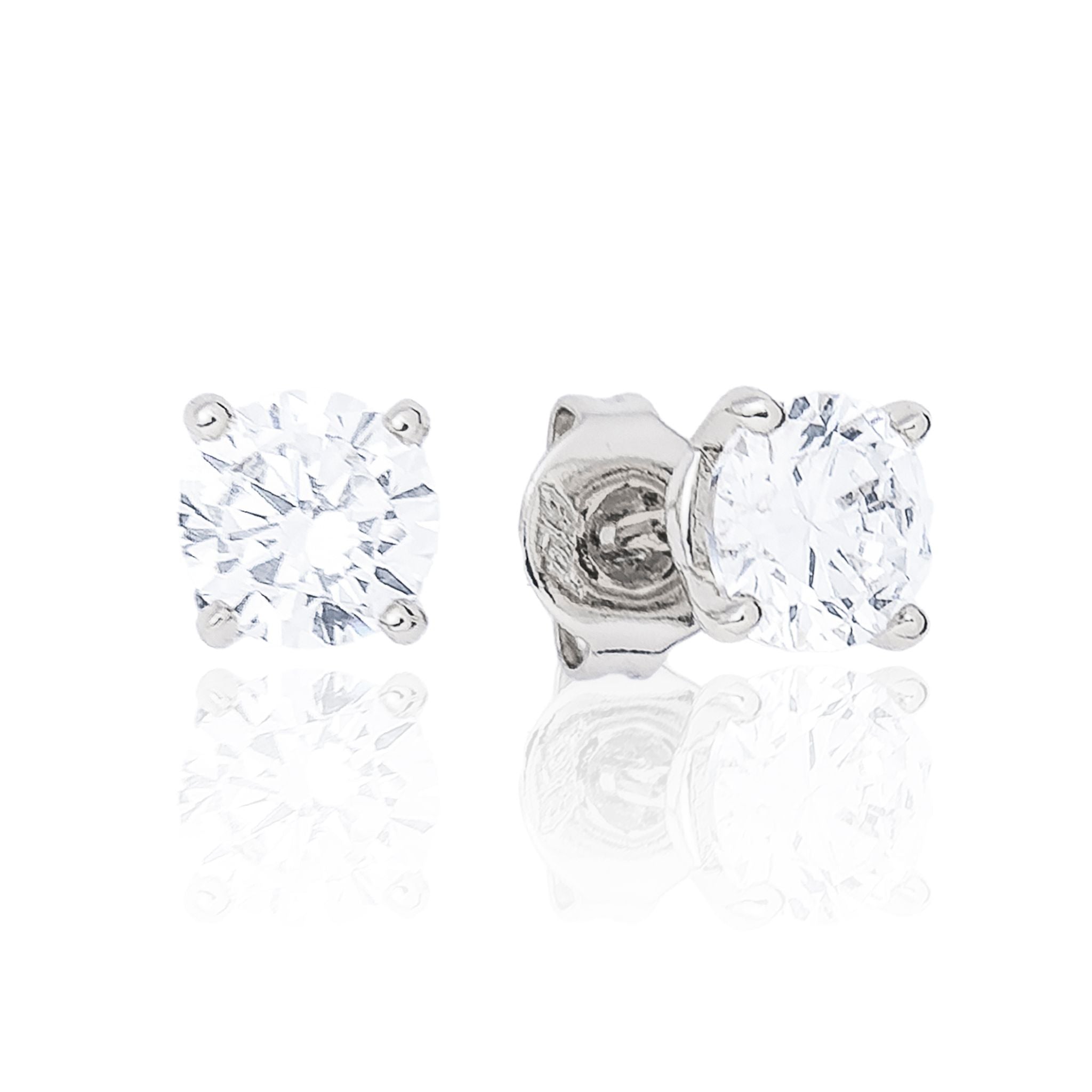 Men's Moissanite Round Cut Diamond Stud Earring in White Gold Vermeil - 5mm