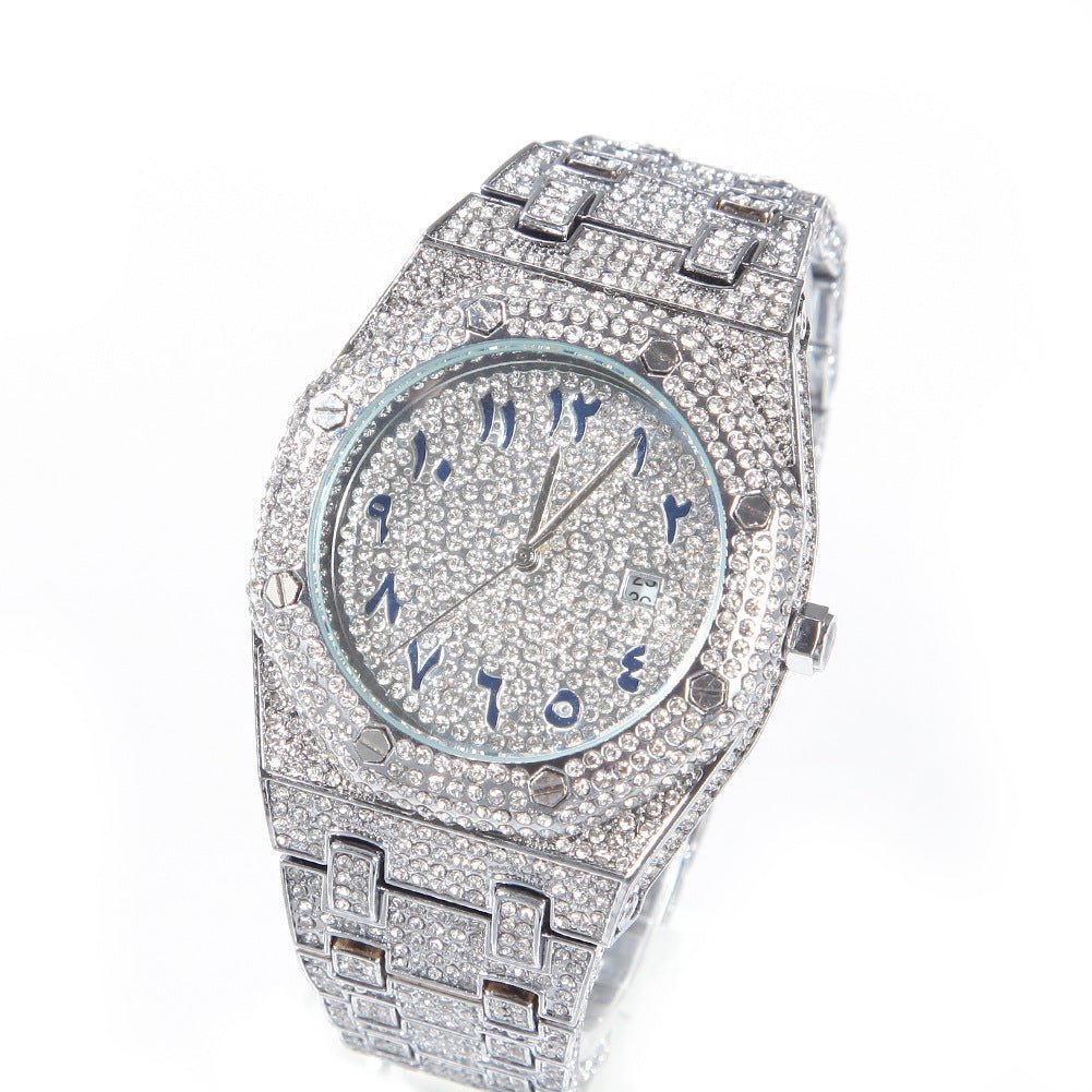 Full Diamond Arabic Watch Hip Hop Fashion Dial Quartz