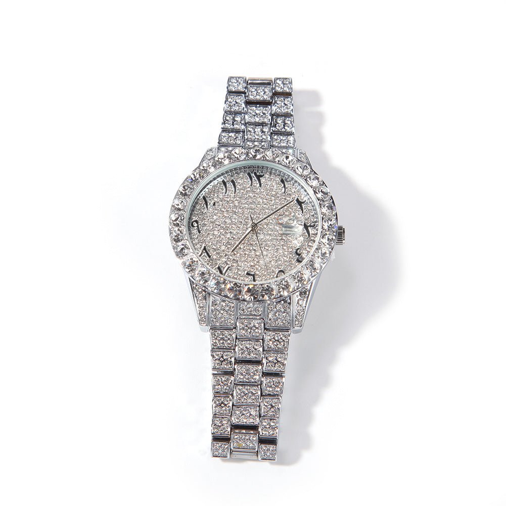 Full Diamond British Floral Digital Watch