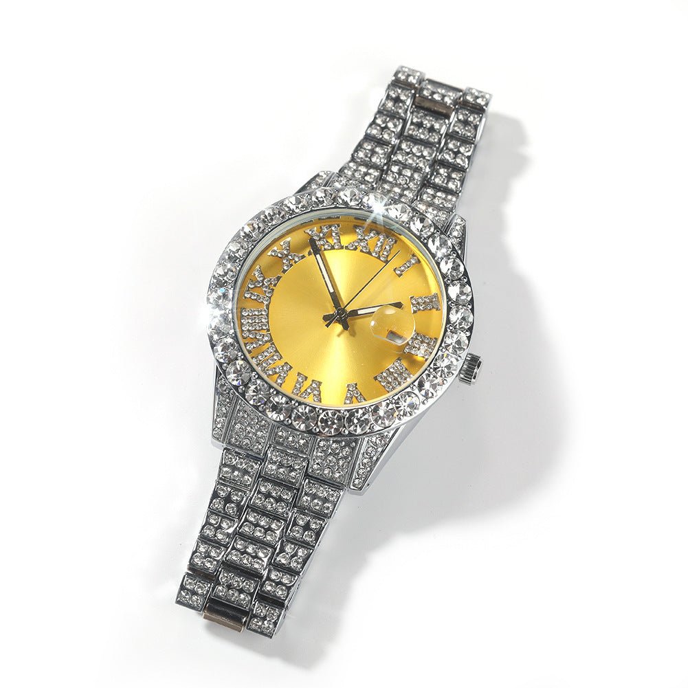 Full Diamond Roman Numeral Diamond Watch