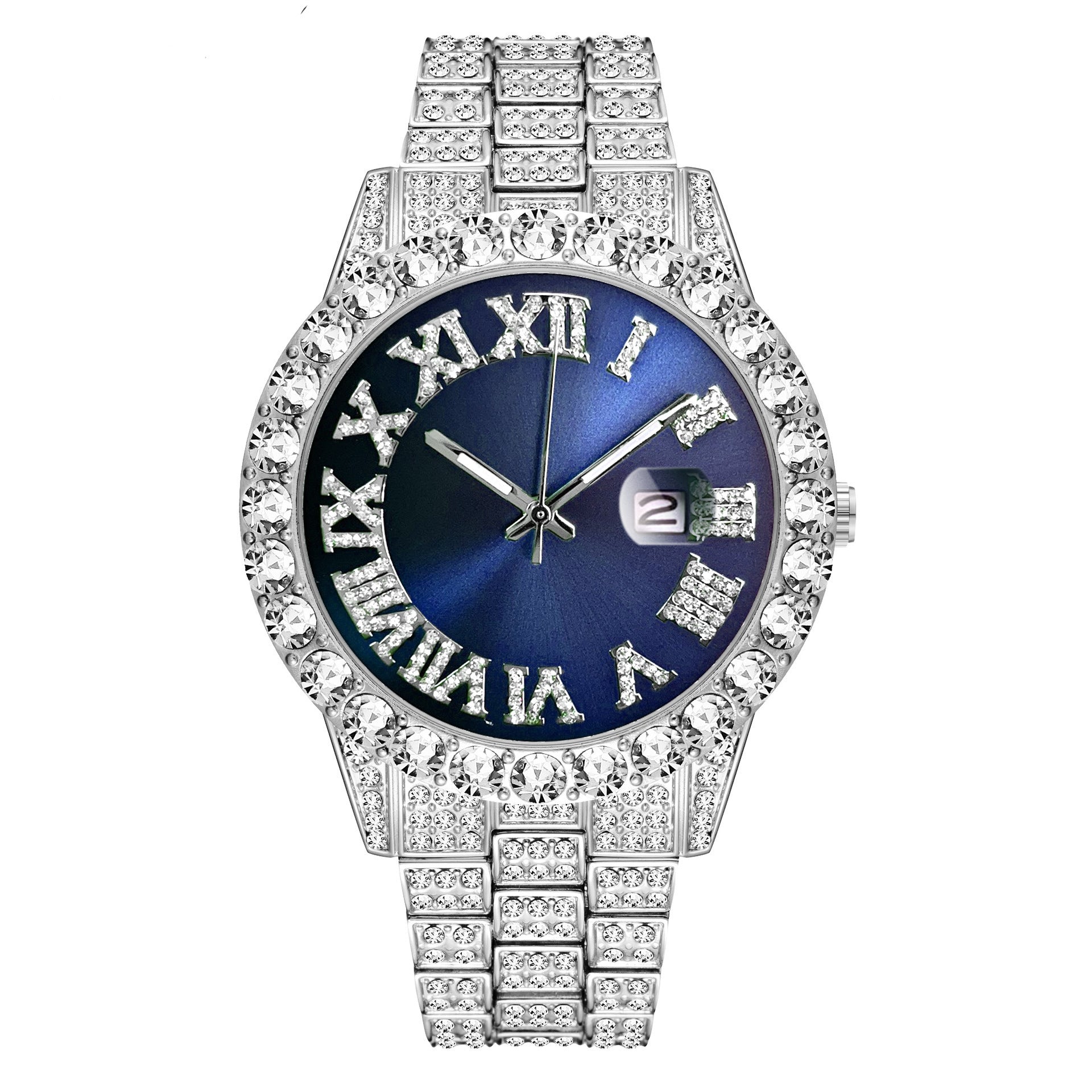 Full Diamond Roman Numeral Diamond Watch