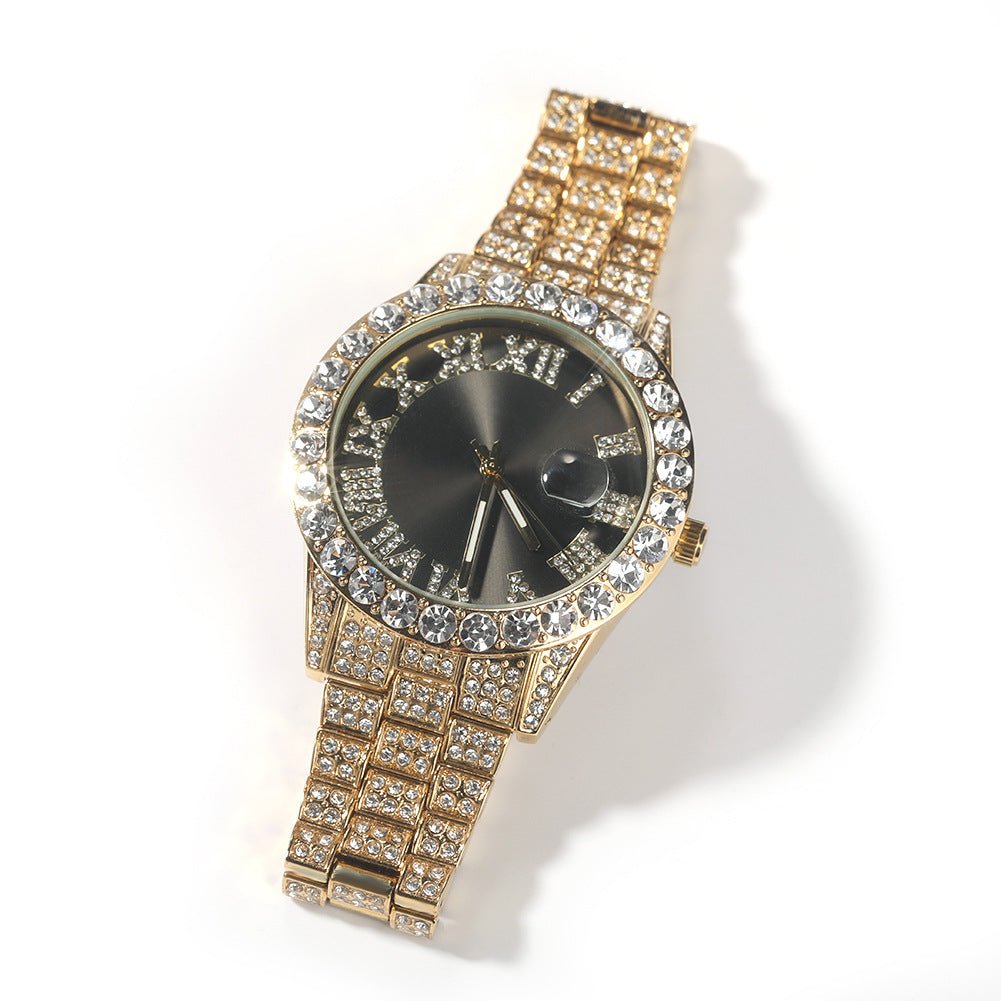 Full Diamond Roman Numeral Diamond Watch