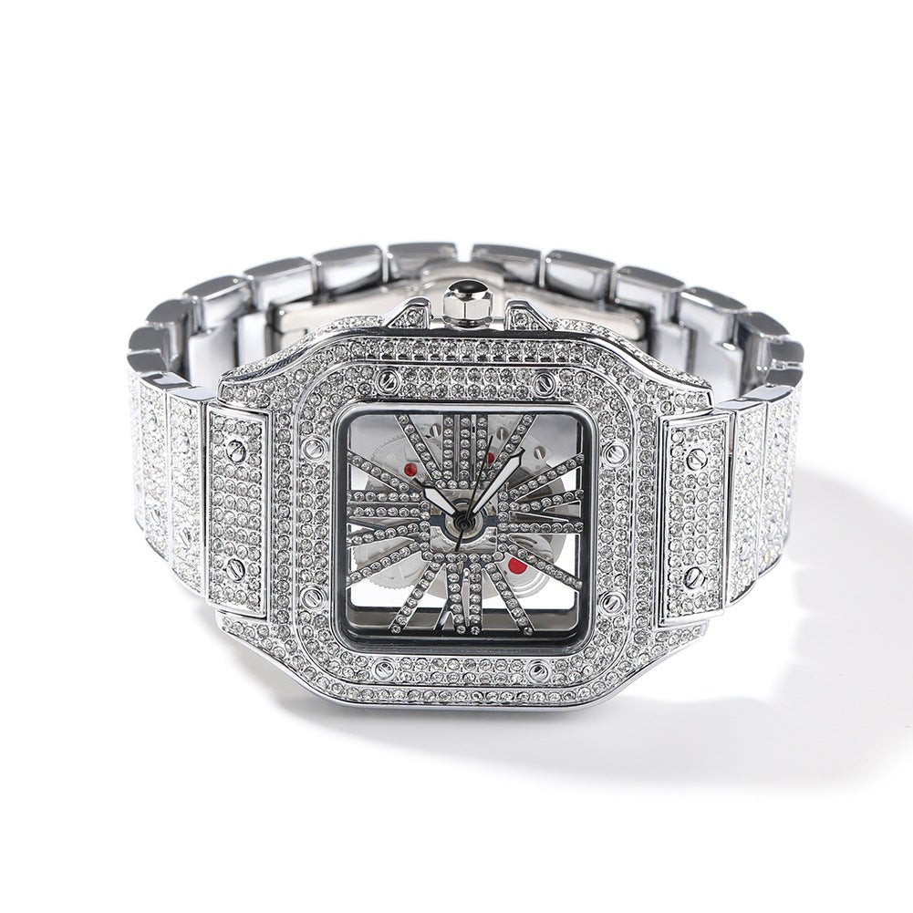 Full Diamond Square Hollow Quartz Watch