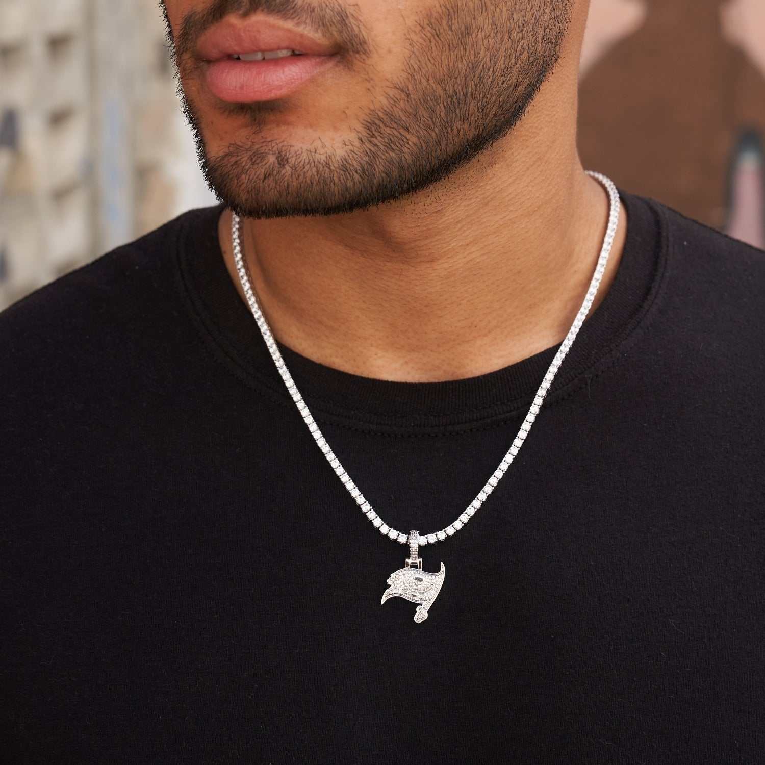 Tampa Bay Buccaneers Official NFL Micro Logo Pendant - White Gold