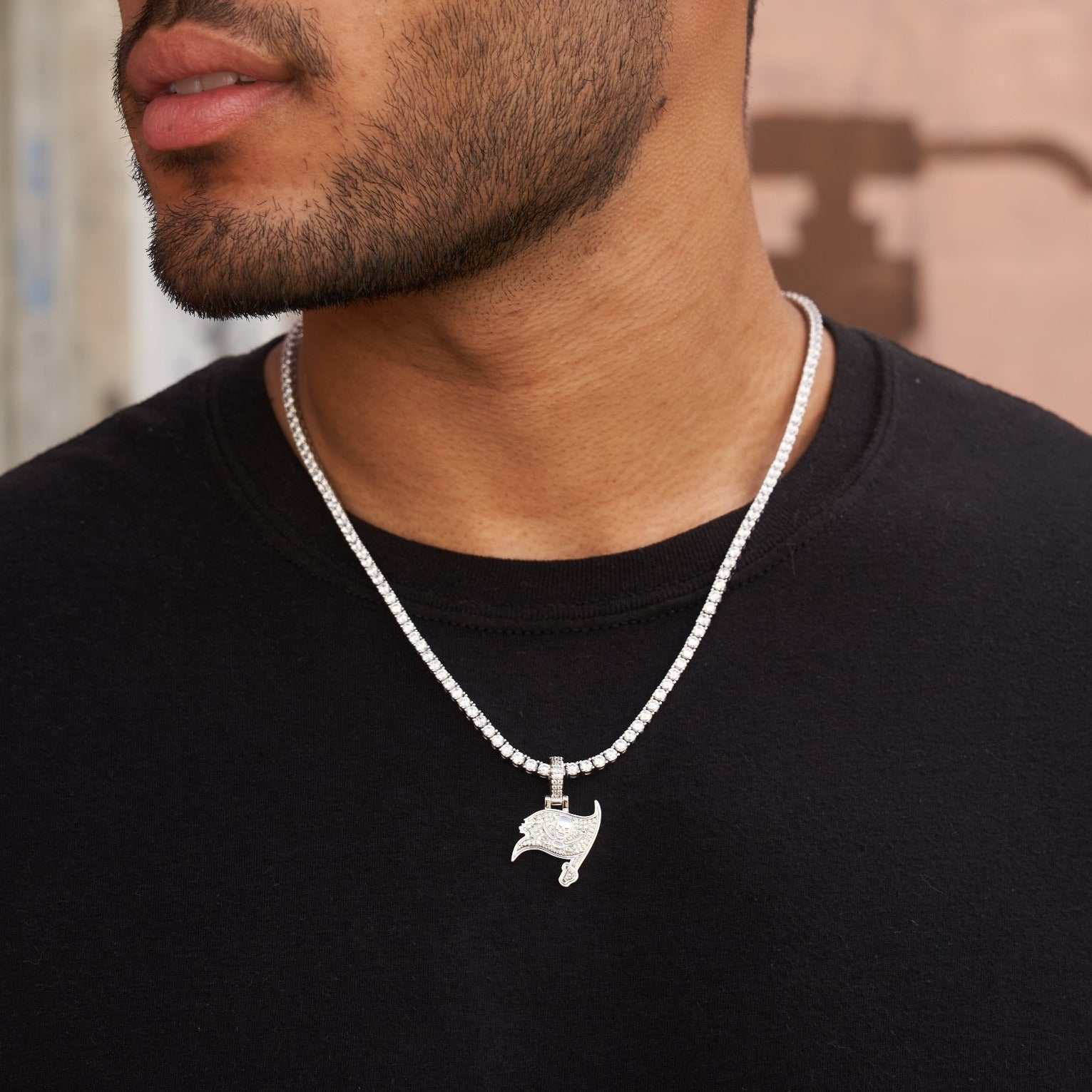 Tampa Bay Buccaneers Official NFL Micro Logo Pendant - White Gold