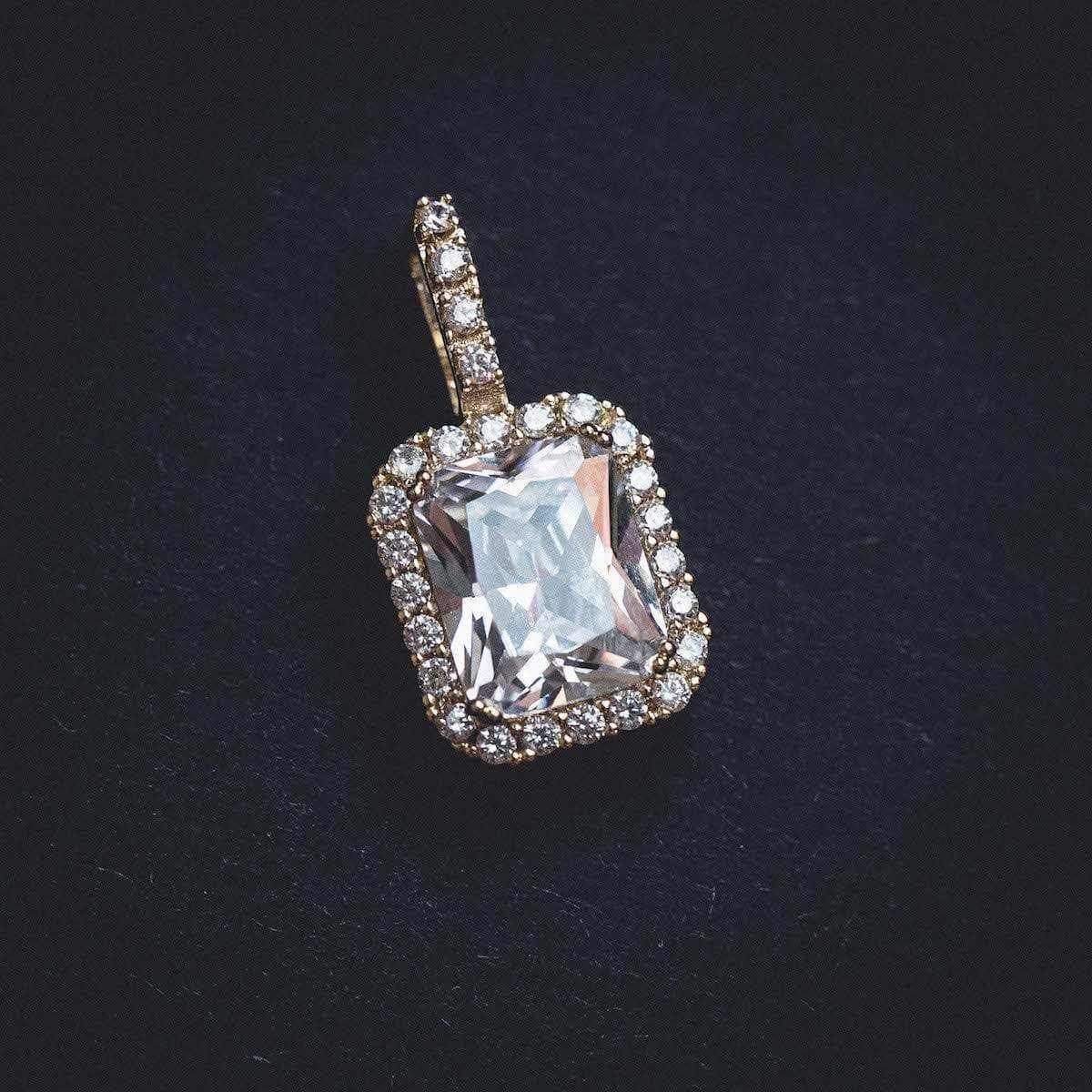 Micro Diamond Stone Pendant in Yellow Gold
