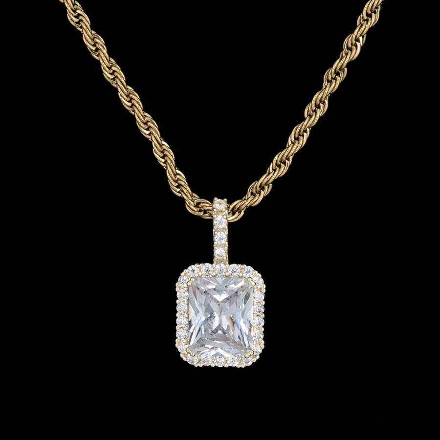 Micro Diamond Stone Pendant in Yellow Gold