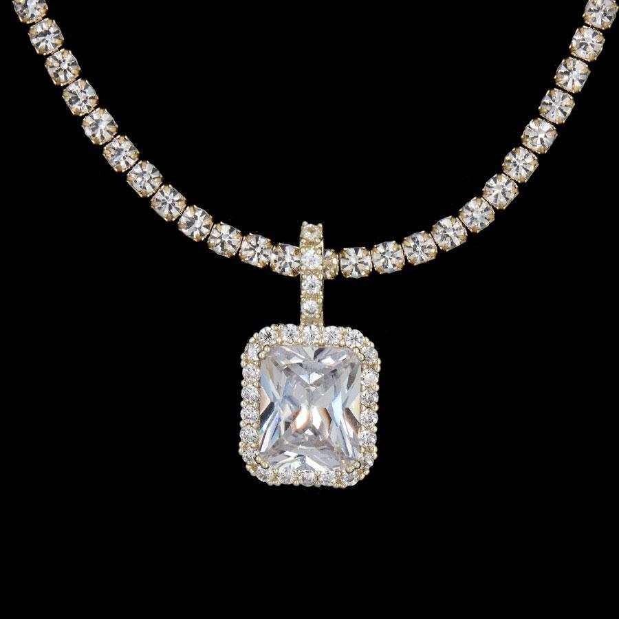 Micro Diamond Stone Pendant in Yellow Gold