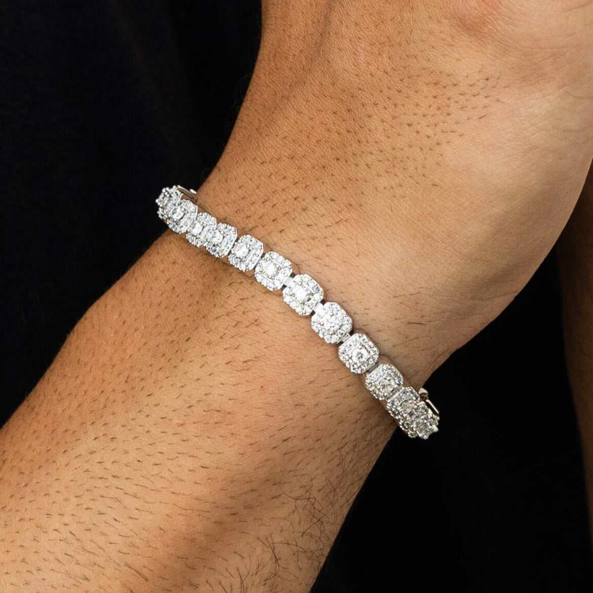 Micro Clustered Tennis Bracelet - White Gold