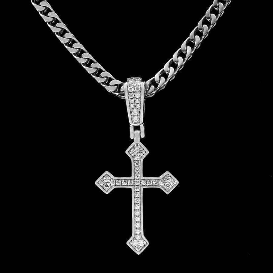 Iced Celtic Cross in White Gold