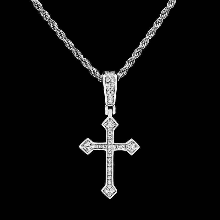Iced Celtic Cross in White Gold