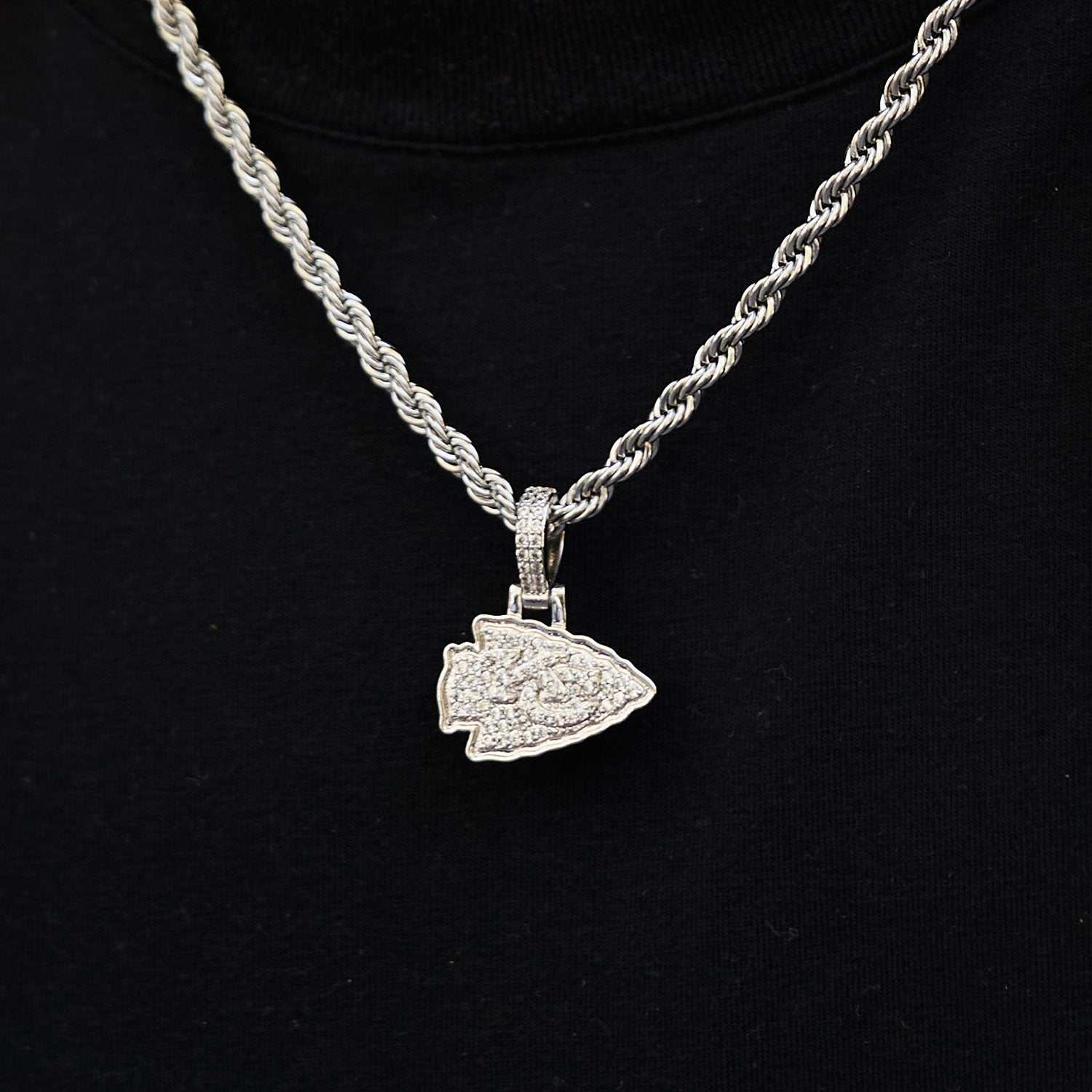 Kansas City Chiefs Official NFL Micro Logo Pendant - White Gold