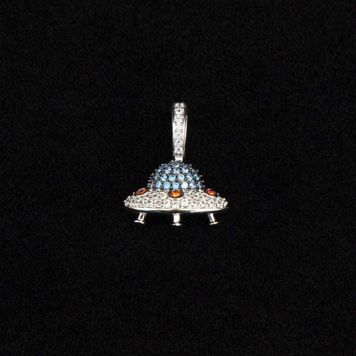 Micro Iced UFO Pendant in White Gold