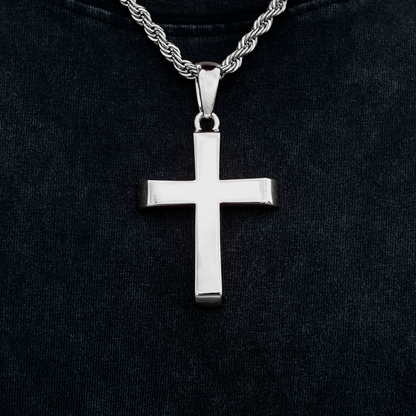 Large Simple Cross Pendant in White Gold