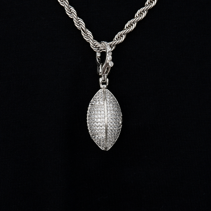 Football Clip On Pendant in White Gold