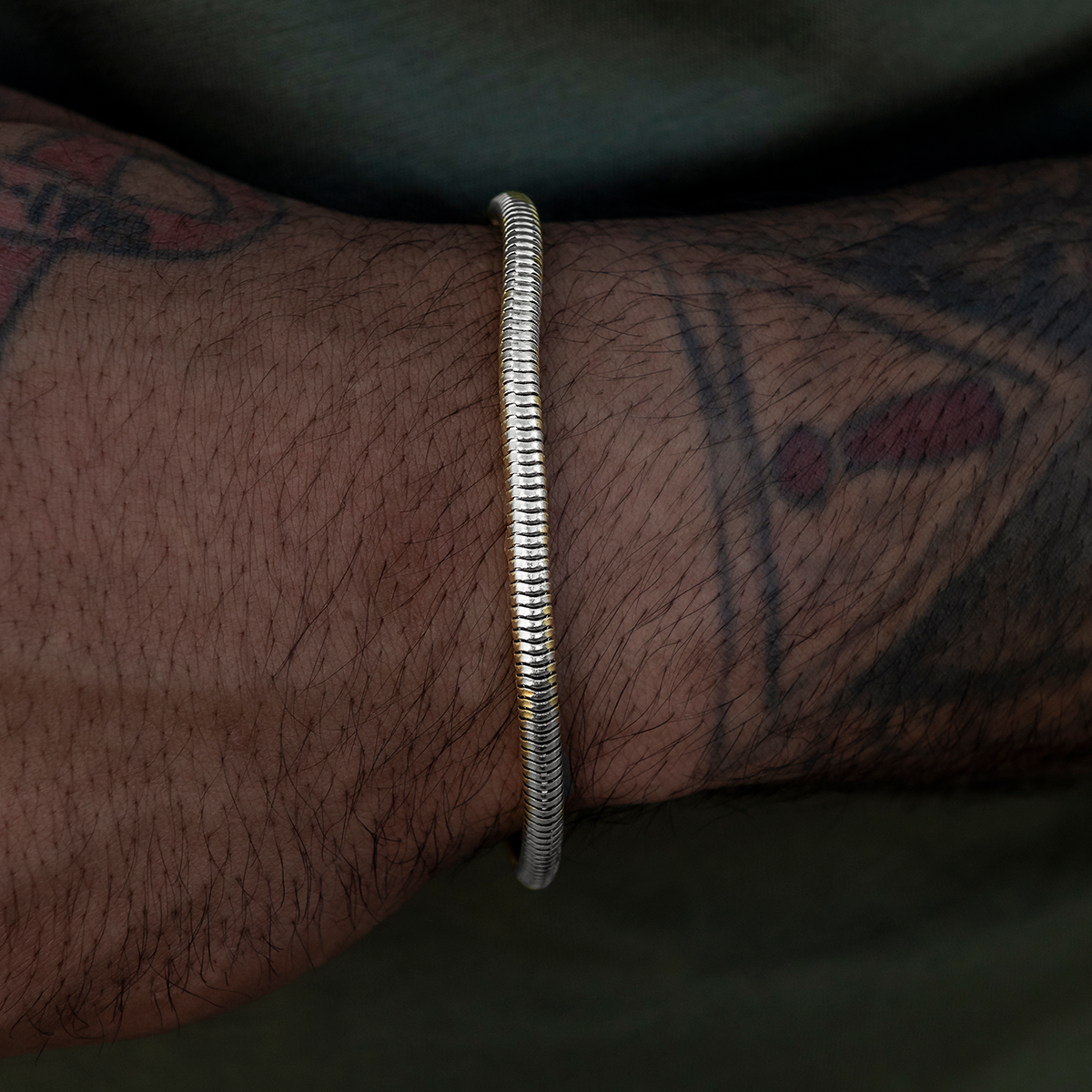 Snake Chain Bracelet in White Gold- 4mm