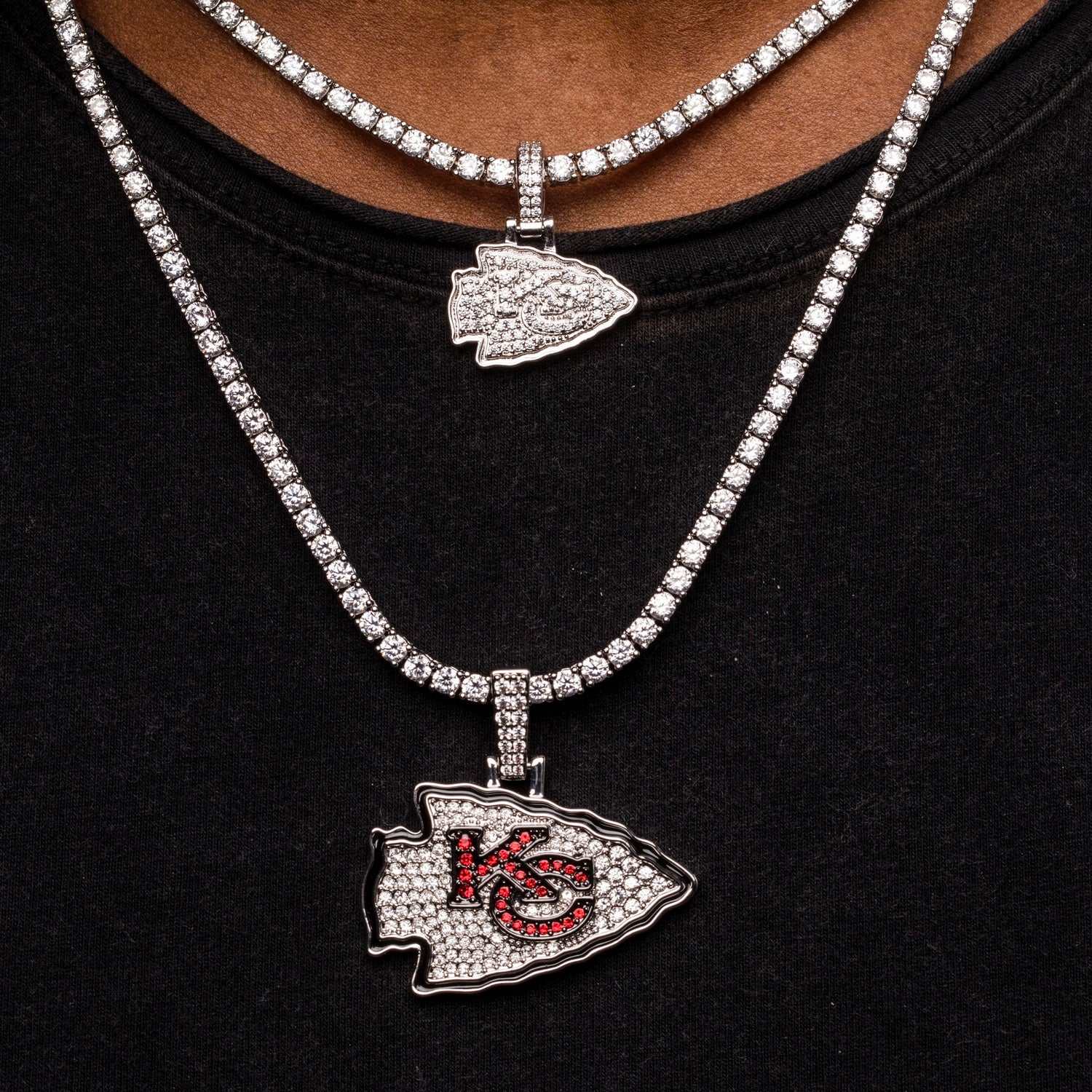 Kansas City Chiefs Official NFL Micro Logo Pendant - White Gold